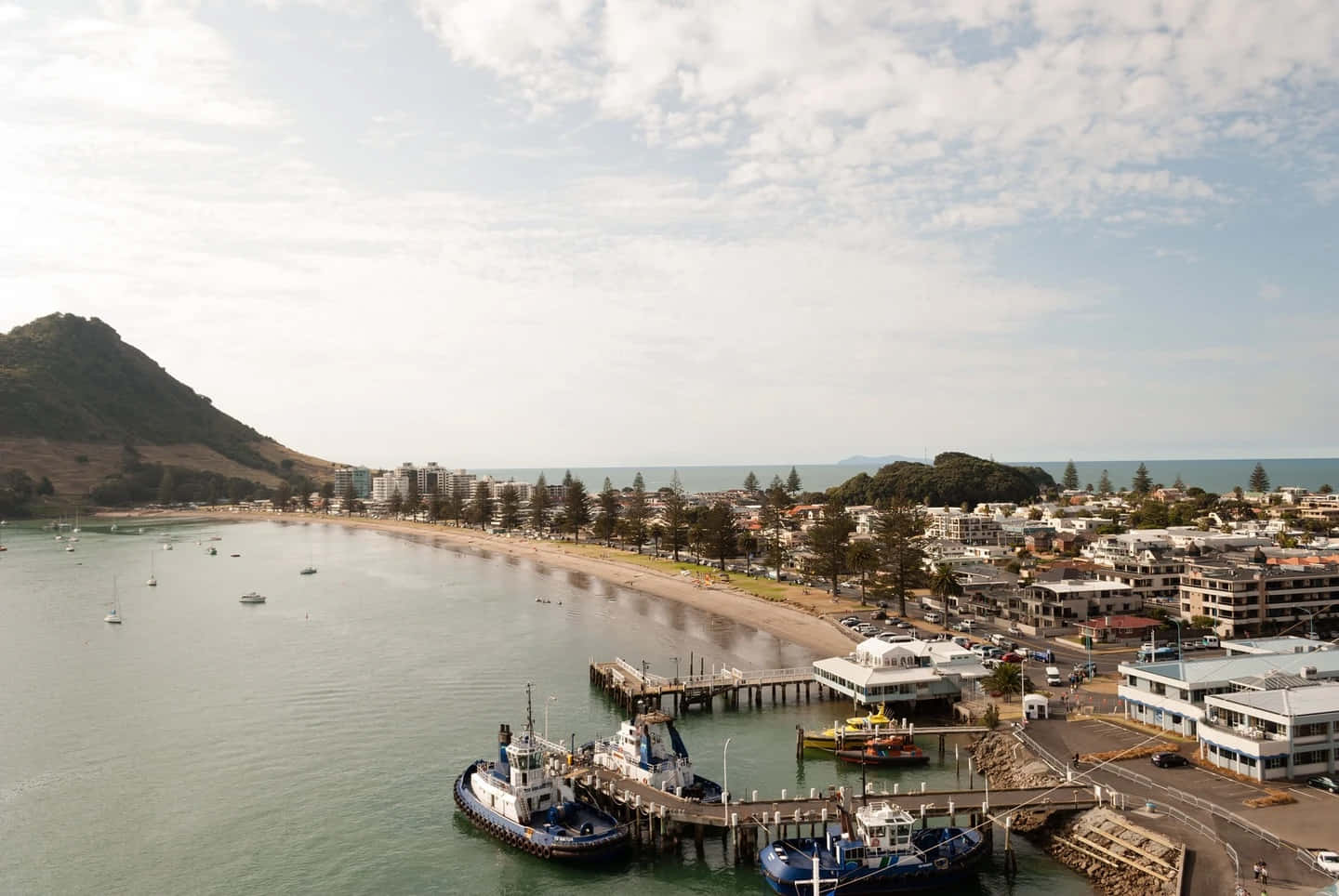 Tauranga, coastal town, boats docked at a pier, HD Desktop Wallpaper