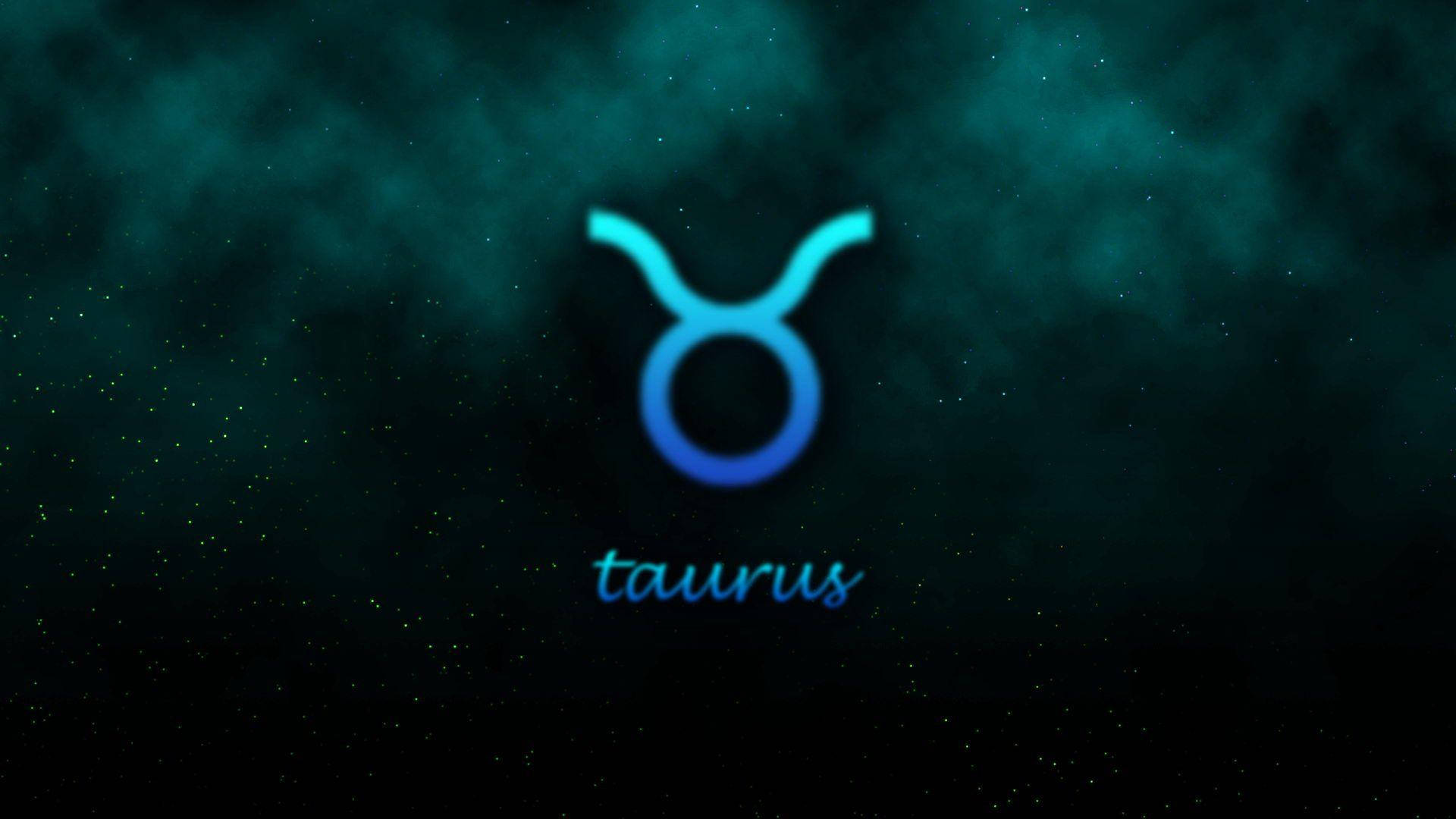 Taurus Zodiac, glowing blue, dark teal cosmic background, Full HD Desktop Wallpaper
