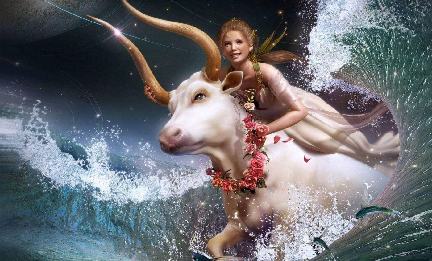 Taurus Zodiac, water bull, fairy, HD Desktop Wallpaper