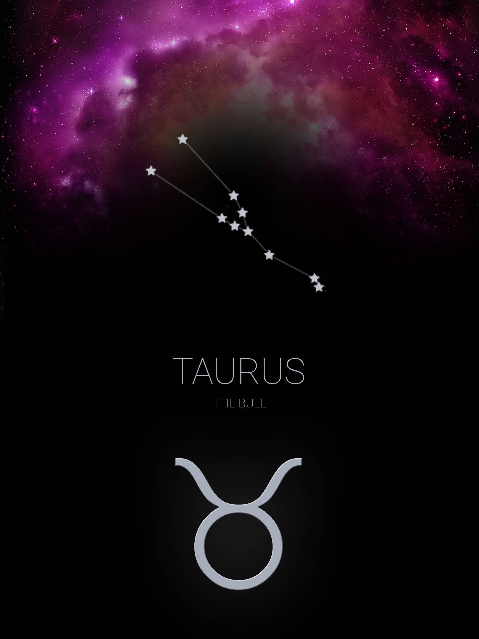 Taurus Zodiac, vibrant purple nebula, glowing stars, Full HD Phone Wallpaper