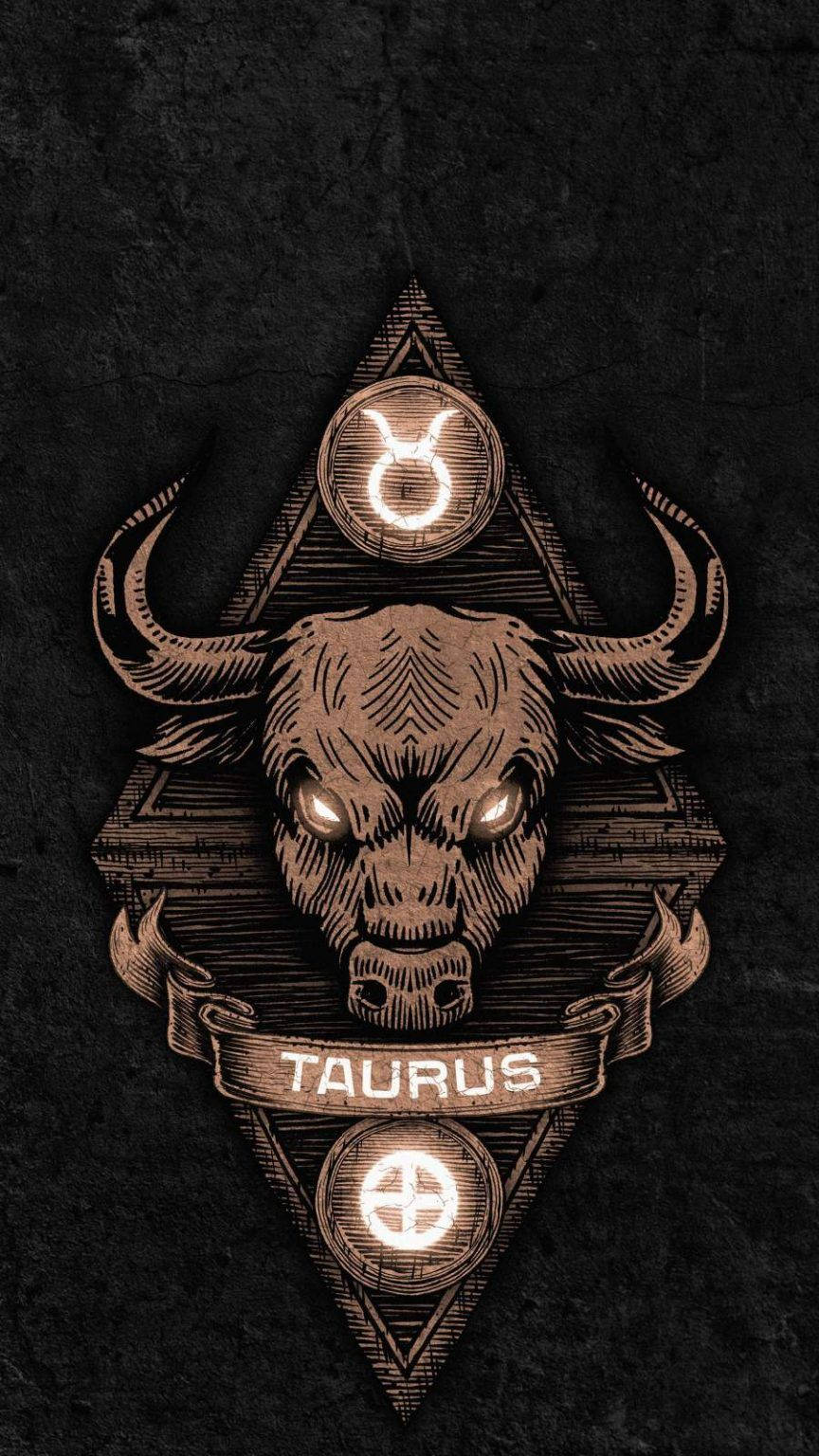 Taurus, glowing eyes, geometric shapes, HD Phone Wallpaper