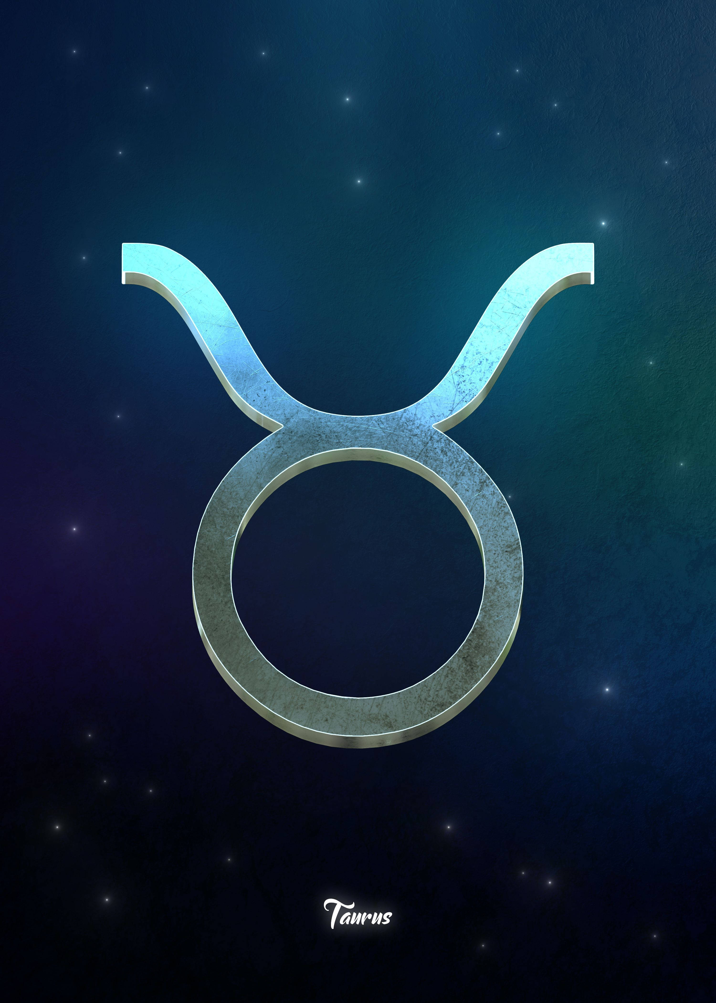 Taurus Zodiac, silver, glowing metallic, 4K Phone Wallpaper