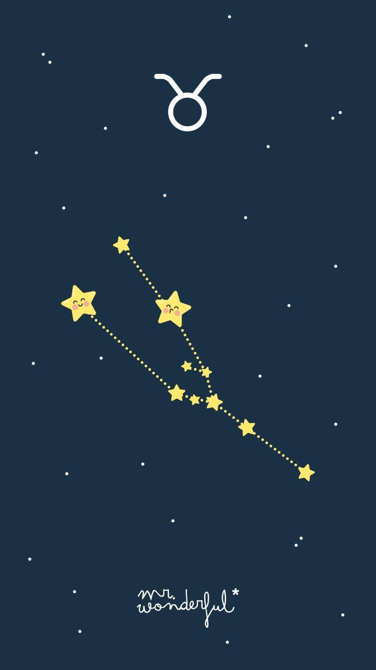 Taurus Zodiac, cute cartoon, smiling yellow stars, HD Phone Wallpaper