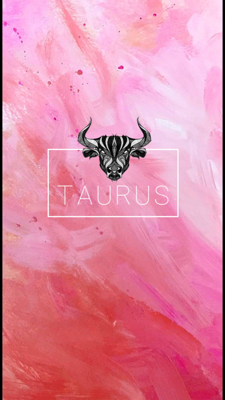 Taurus Zodiac, pink brush strokes, black bull head, HD Phone Wallpaper