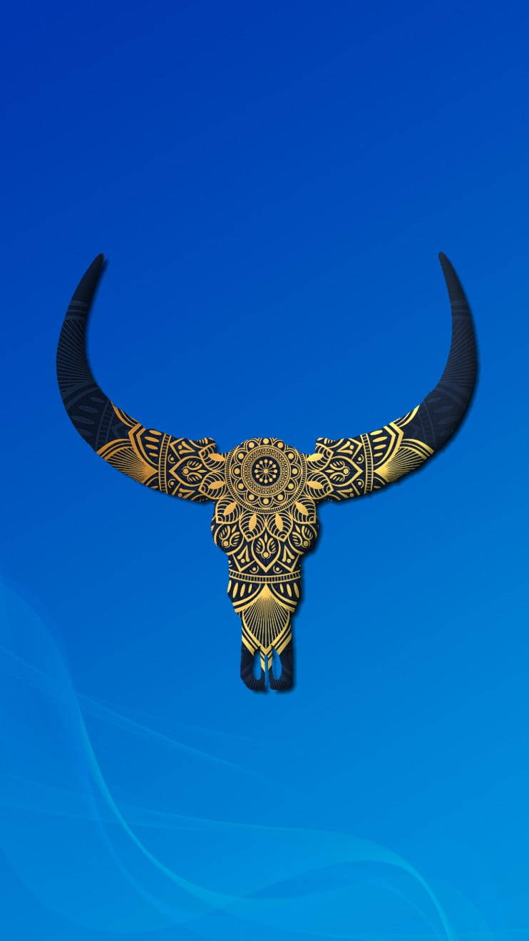 Taurus Zodiac, bull skull, golden ornate, HD Phone Wallpaper