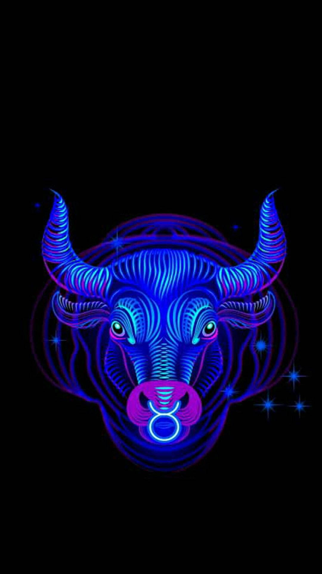 Taurus, neon blue, purple, Full HD Phone Wallpaper