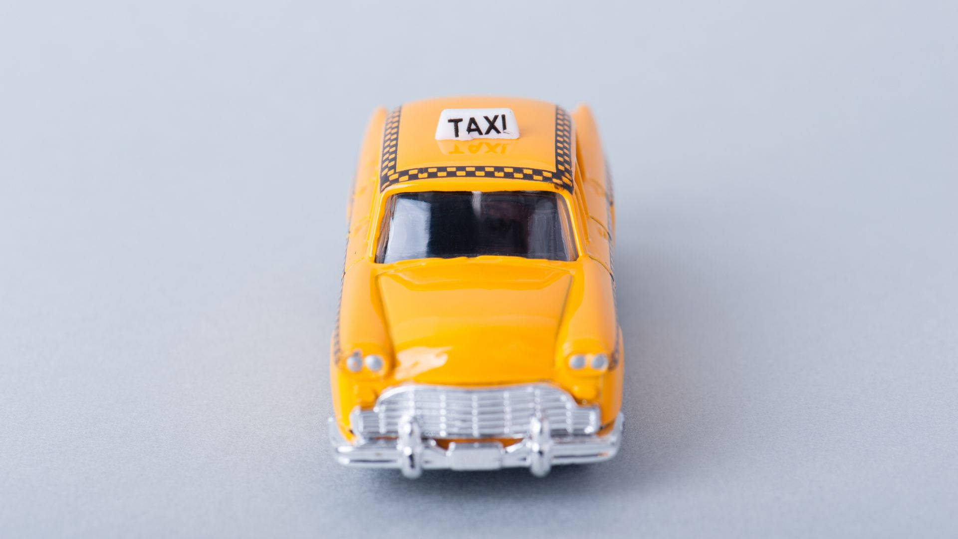 yellow taxi, vintage taxi toy car, black checkered roof, Full HD Desktop Wallpaper