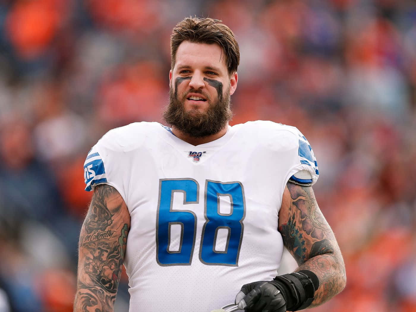 Taylor Decker, number 68, white jersey, HD Desktop Wallpaper
