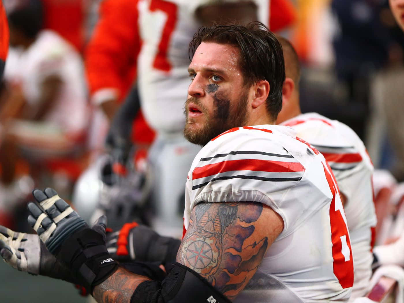 Taylor Decker, white and red uniform, tattoos, HD Desktop Wallpaper