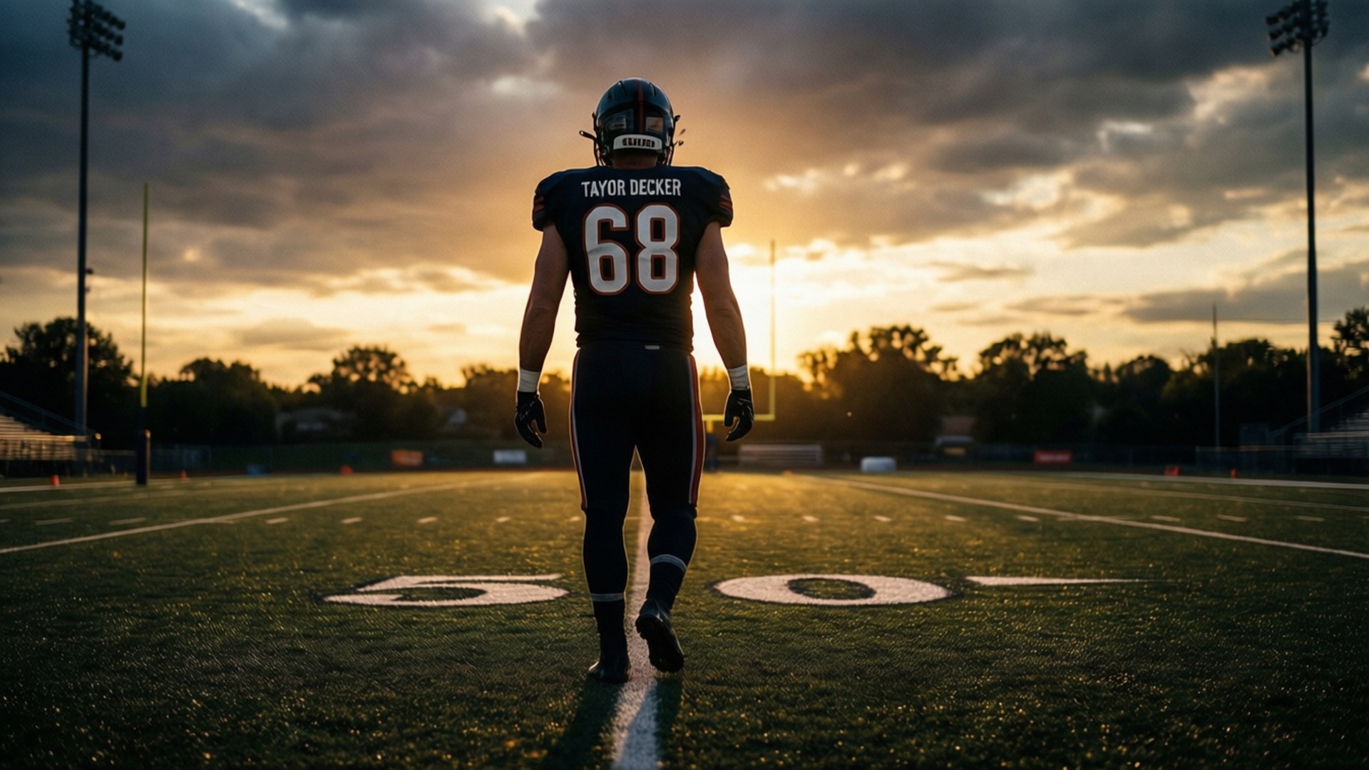 Taylor Decker, number 68, sunset, Full HD Desktop Wallpaper
