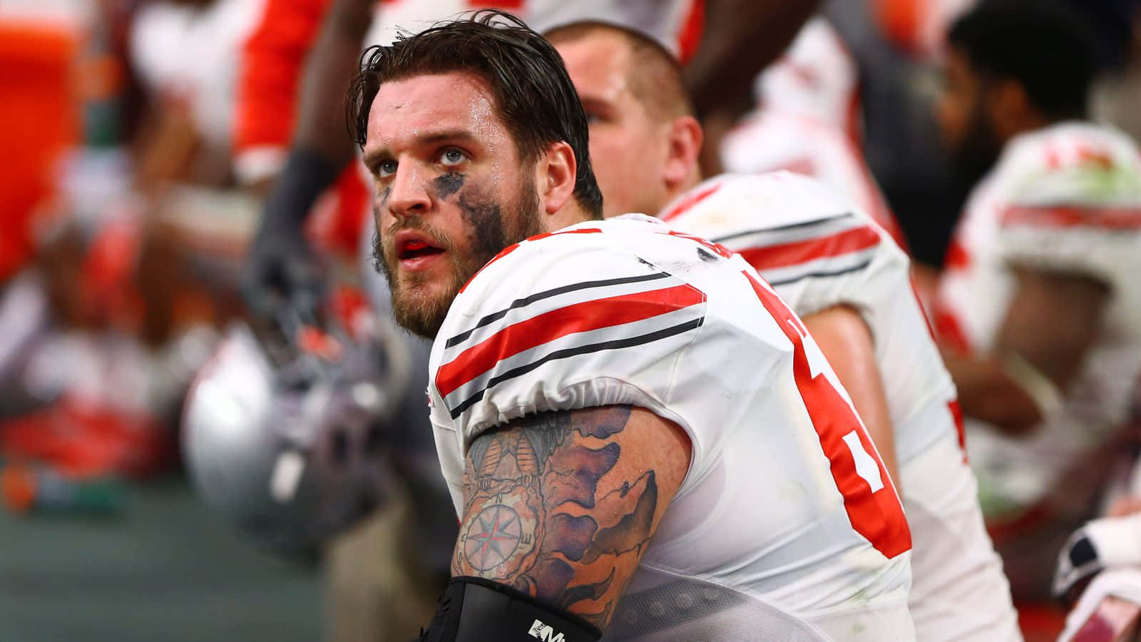 Taylor Decker, football player, face paint, HD Desktop Wallpaper