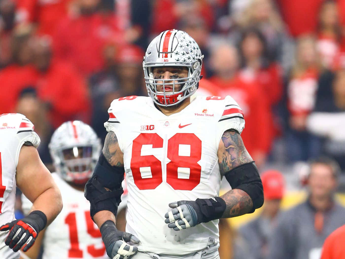 Taylor Decker, number 68, white and red uniform, HD Desktop Wallpaper