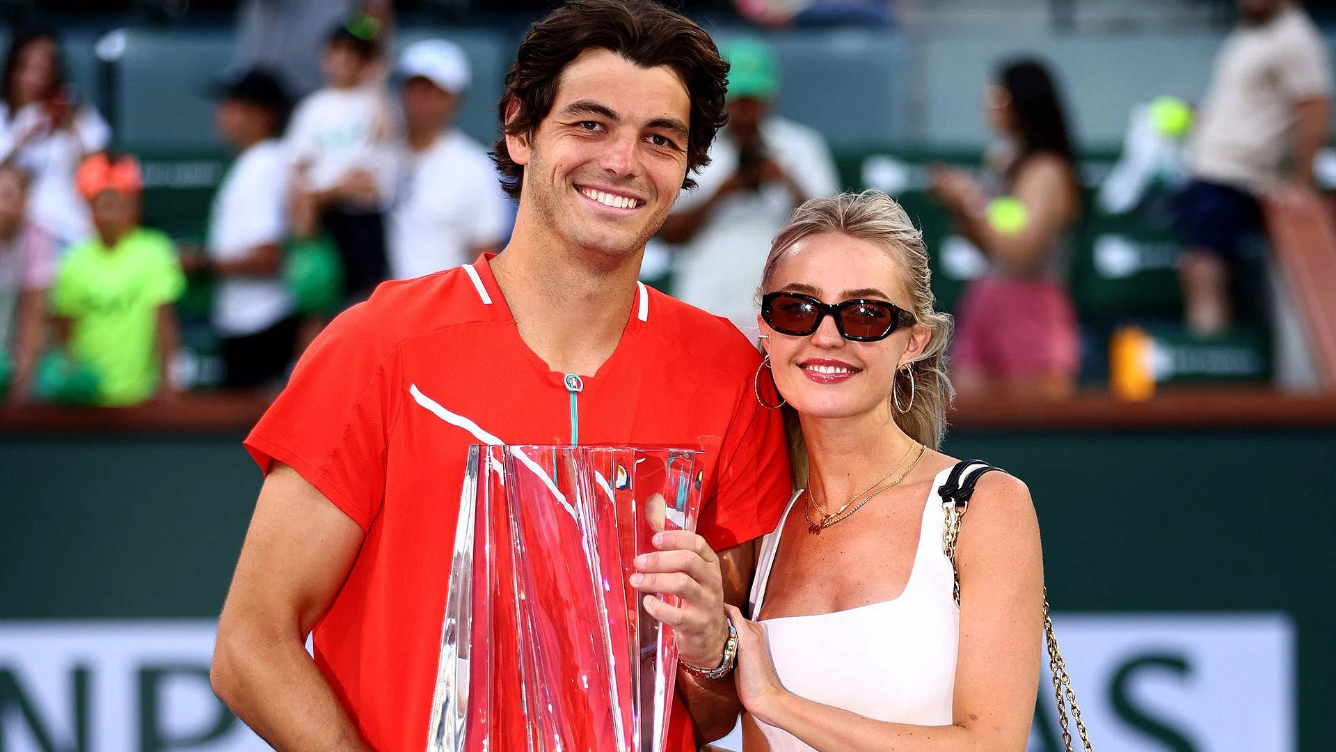 Taylor Fritz, red, clear trophy, Full HD Desktop Wallpaper