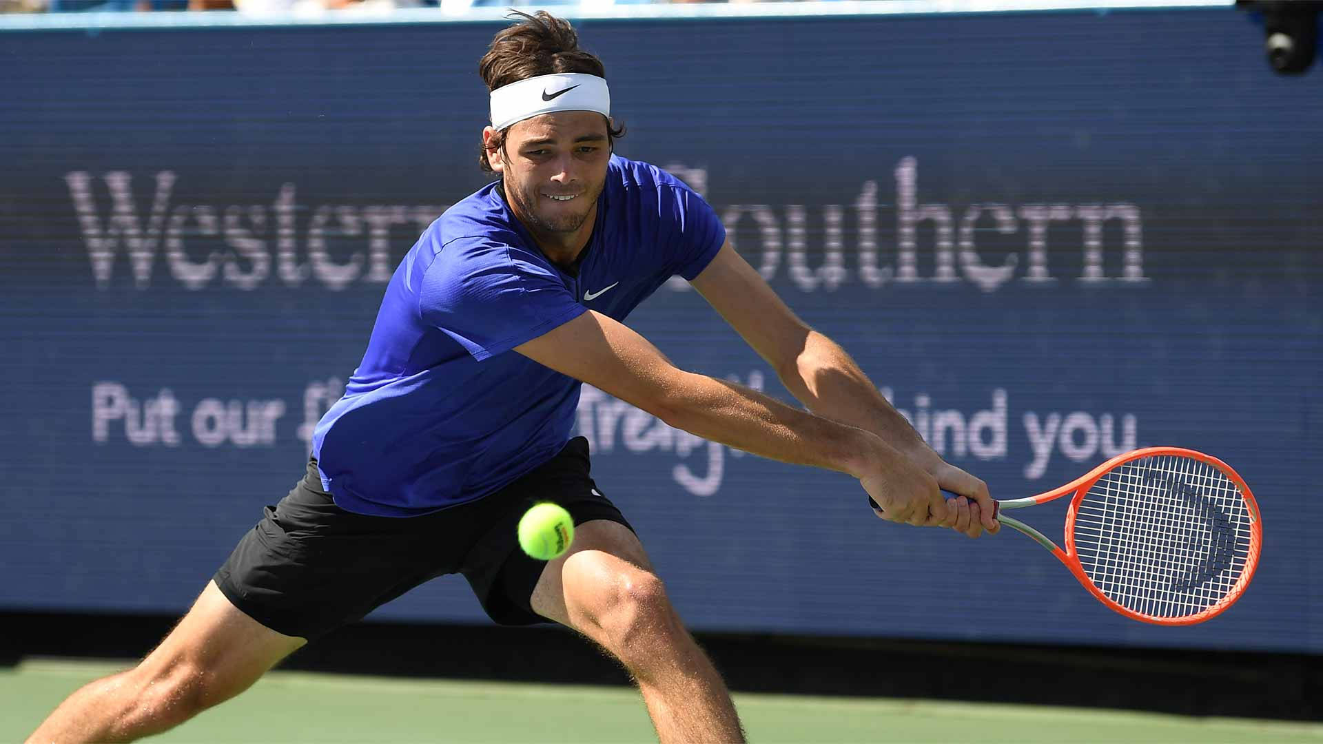 Taylor Fritz, blue shirt, white headband, Full HD Desktop Wallpaper