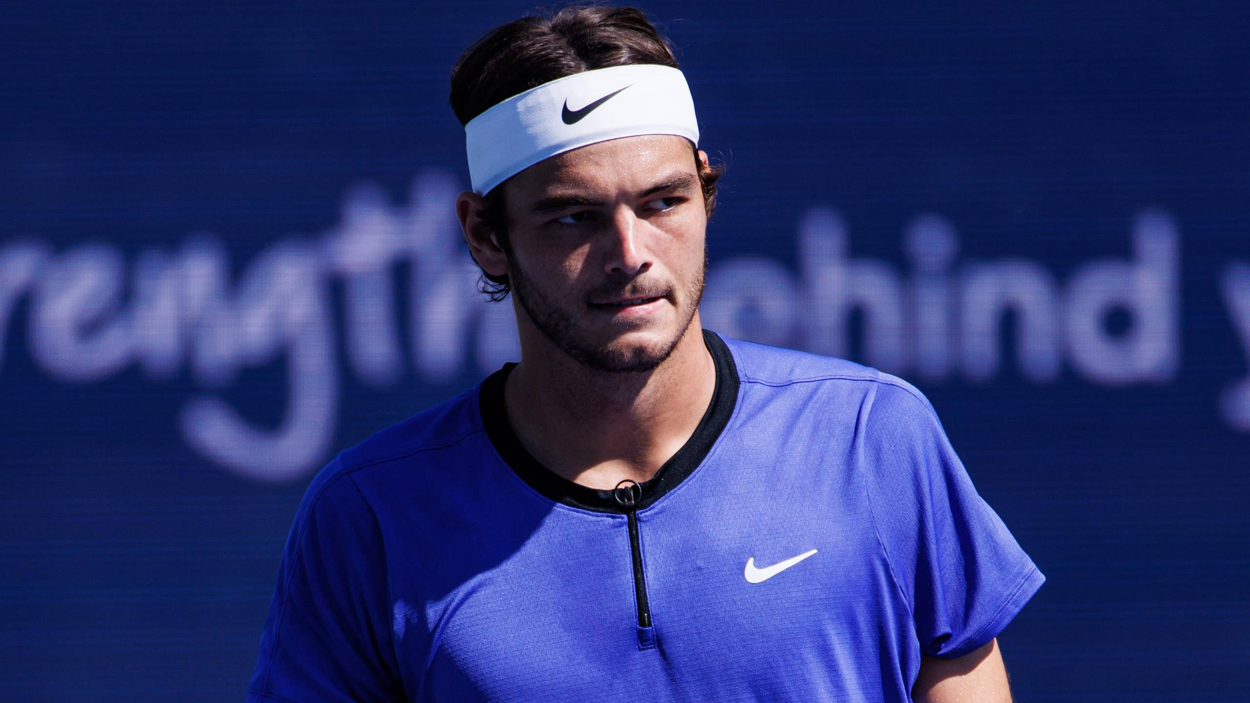 Taylor Fritz, blue Nike shirt, white headband, 2K Desktop Wallpaper