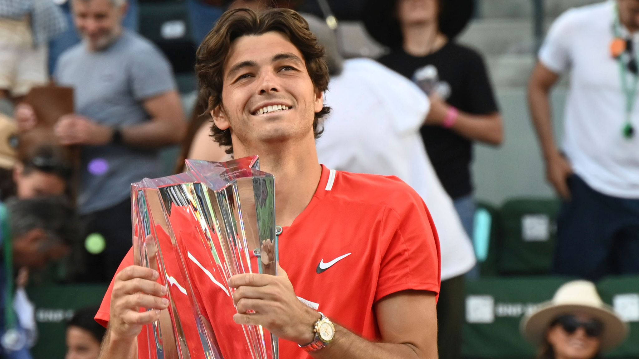 Taylor Fritz, championship trophy, red shirt, Full HD Desktop Wallpaper