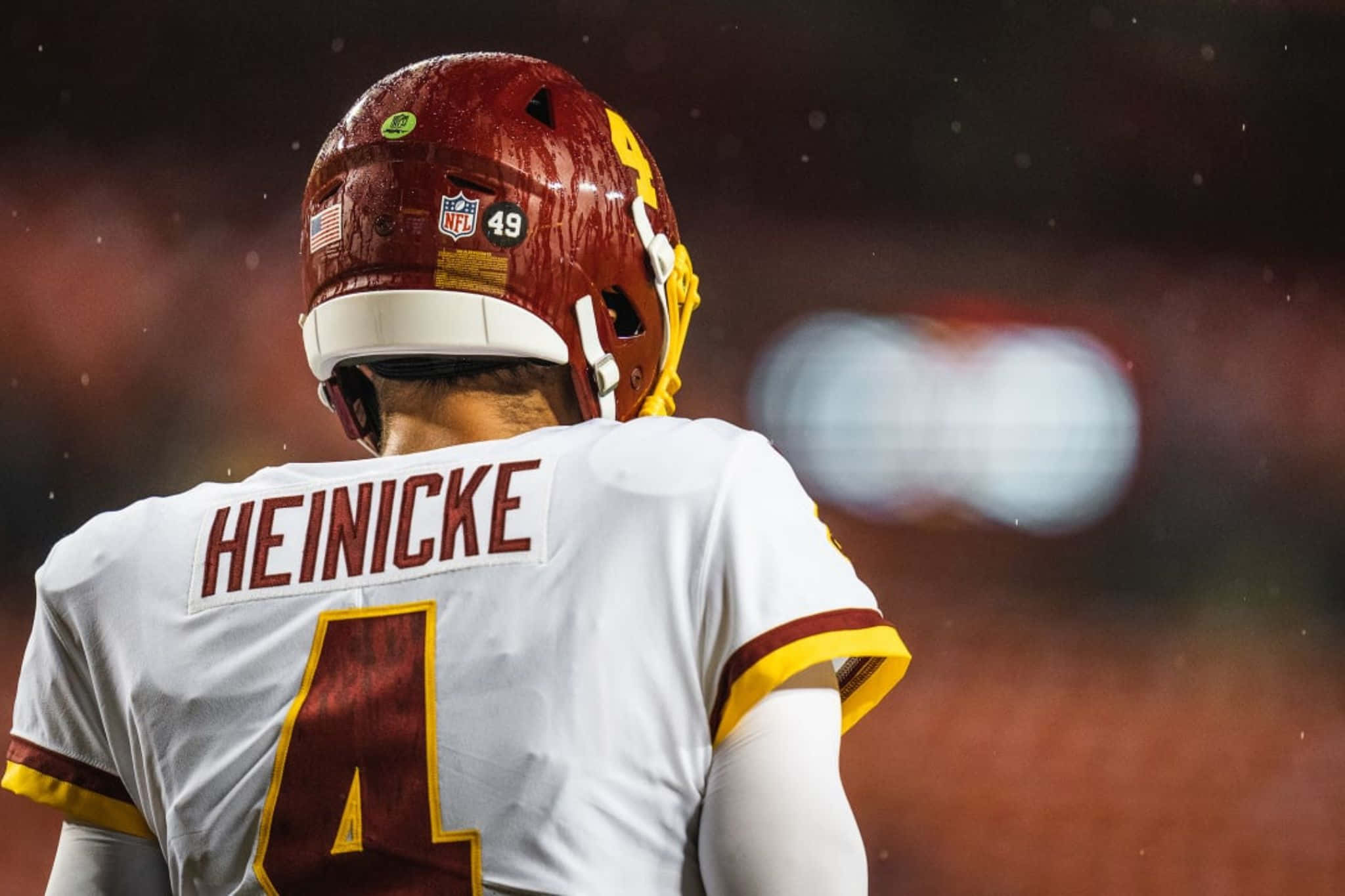 Taylor Heinicke, number 4, white jersey, Full HD Desktop Wallpaper