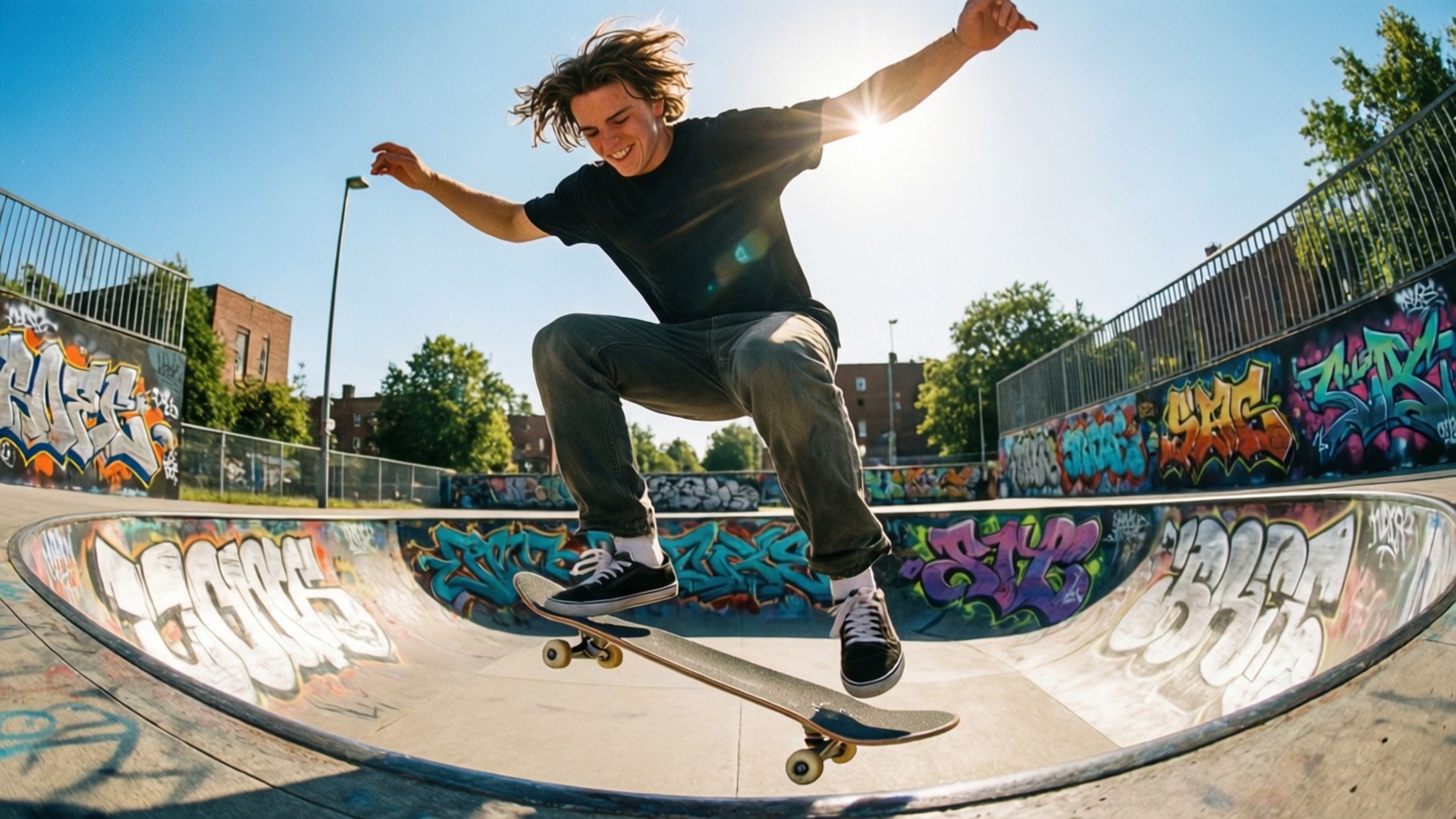 Taylor Kornieck, skateboard, colorful, Full HD Desktop Wallpaper