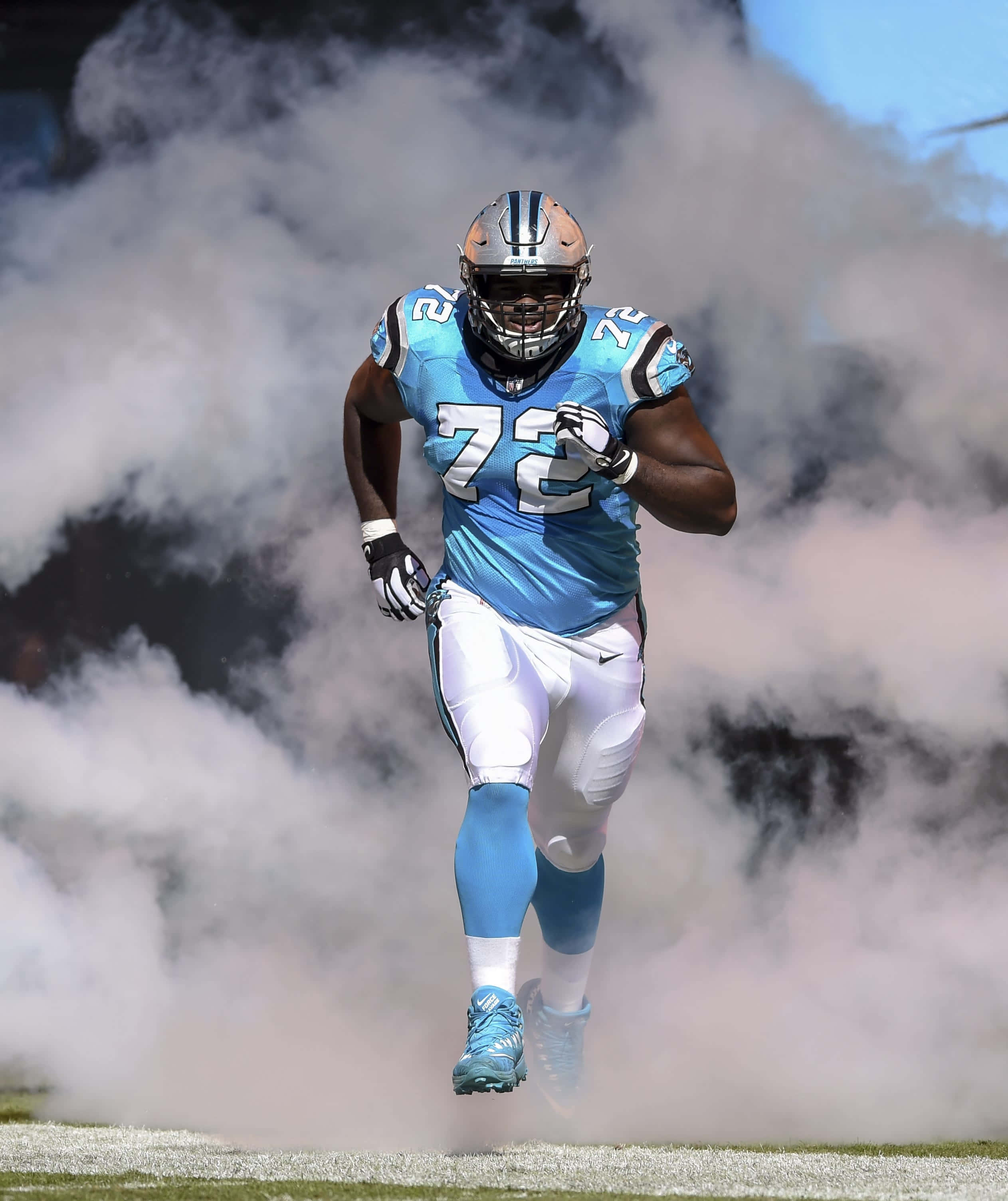 Taylor Moton, light blue jersey, number 72, 2K Phone Wallpaper