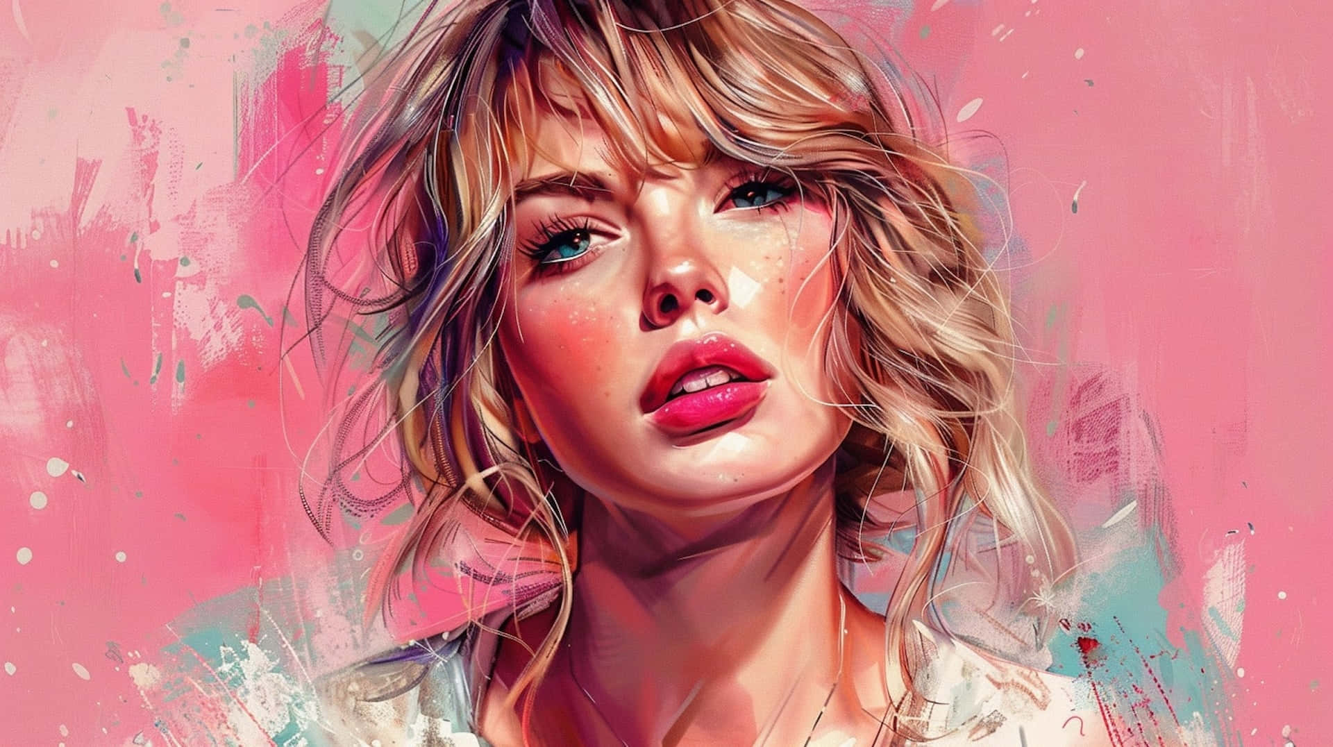 Taylor Swift, blonde hair, bold red lips, Full HD Desktop Wallpaper