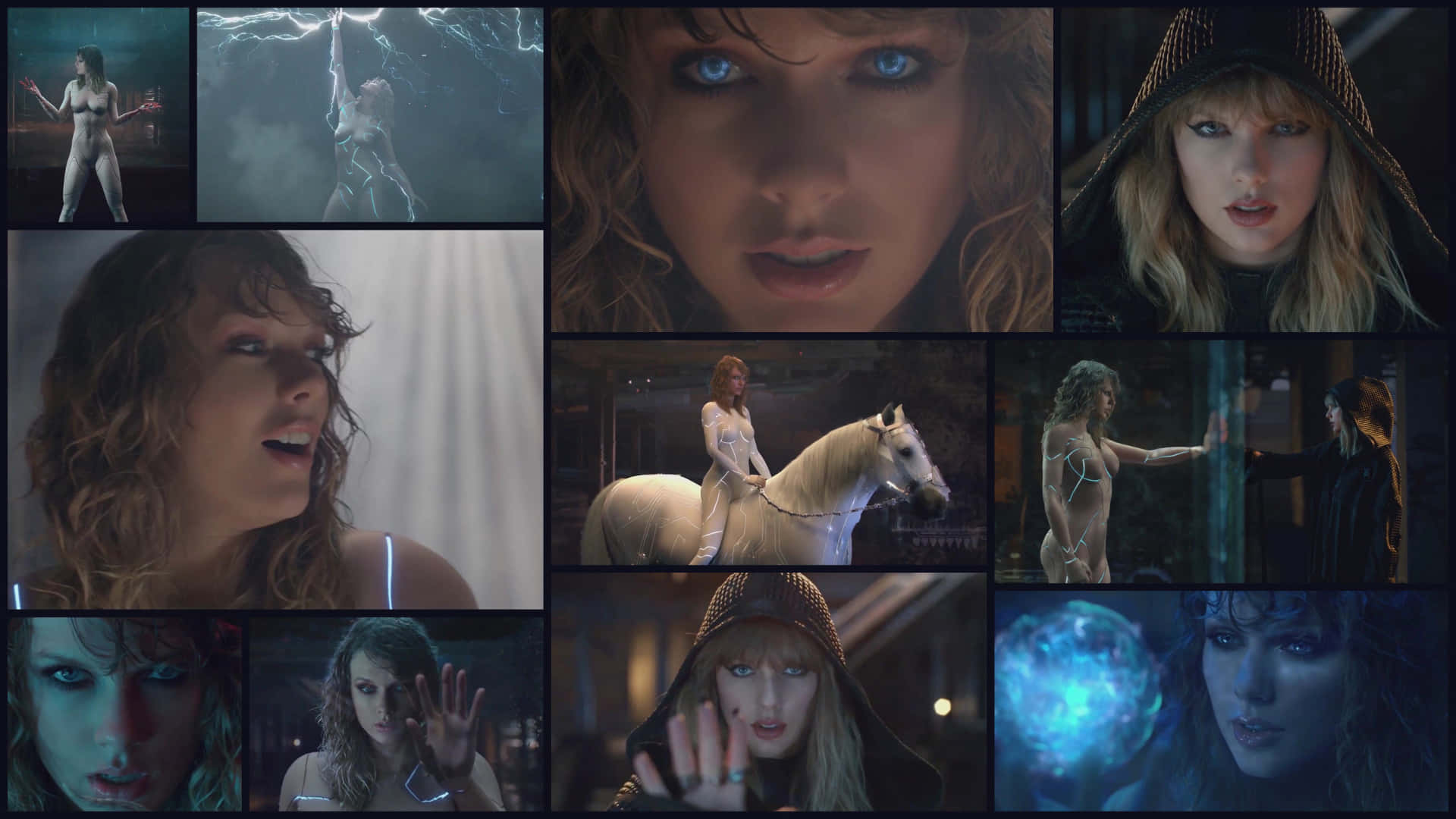 Taylor Swift, music video moments, collage, Full HD Desktop Wallpaper