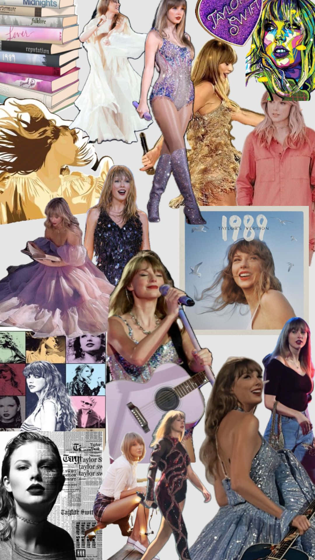 Taylor Swift, collage, album covers, Full HD Phone Wallpaper