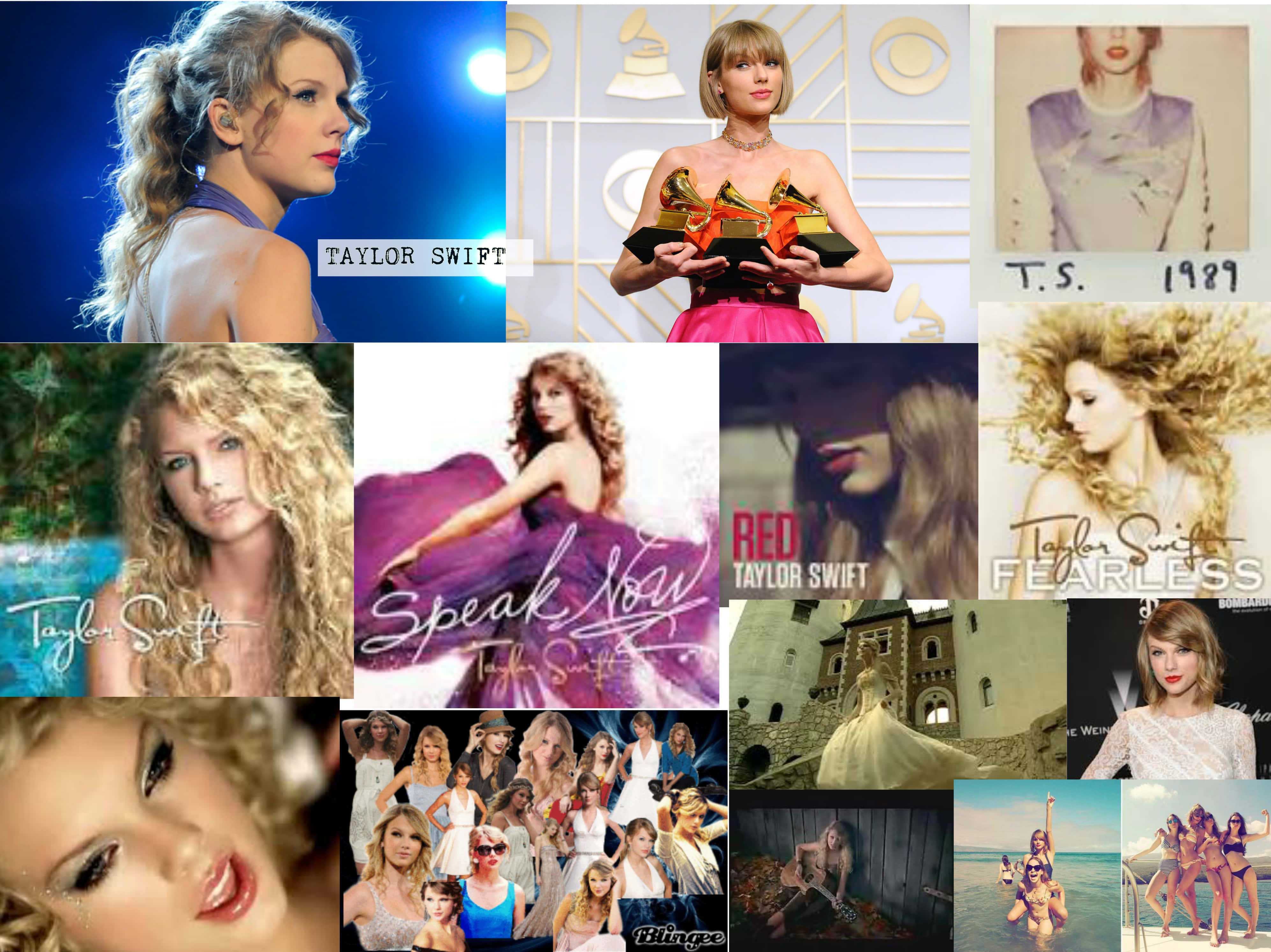 Taylor Swift, career collage, album art, 4K Desktop Wallpaper