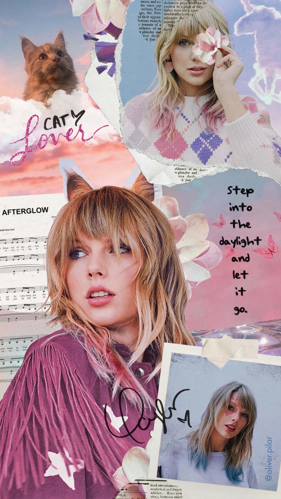 Taylor Swift, cat, flowers, Full HD Phone Wallpaper