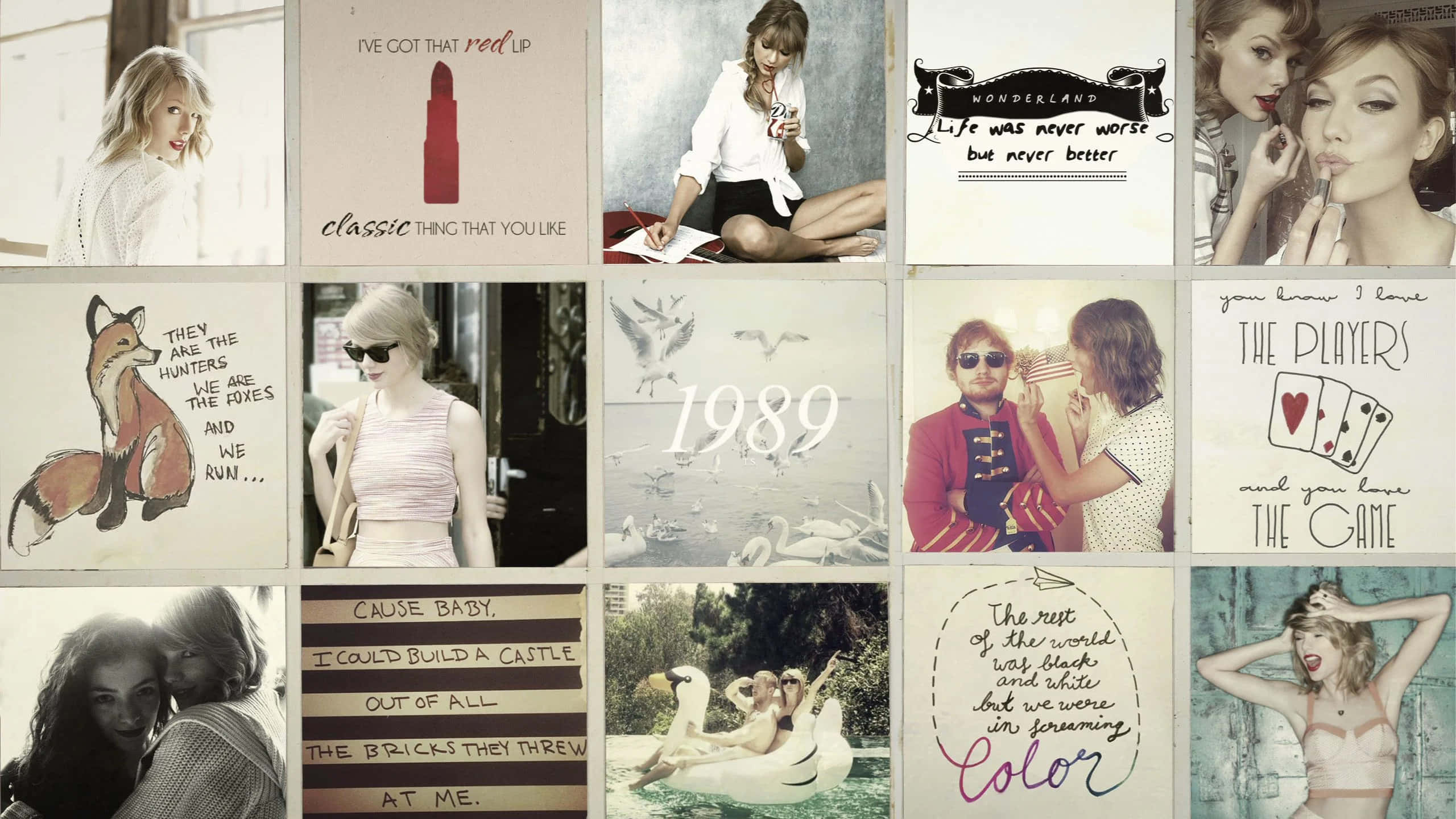 Taylor Swift, 1989 album, collage, 2K Desktop Wallpaper