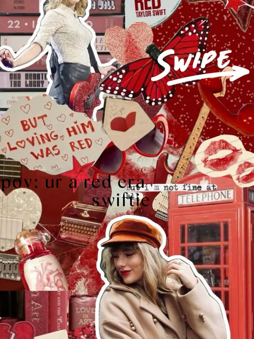 Taylor Swift, red aesthetic, butterflies, HD Phone Wallpaper