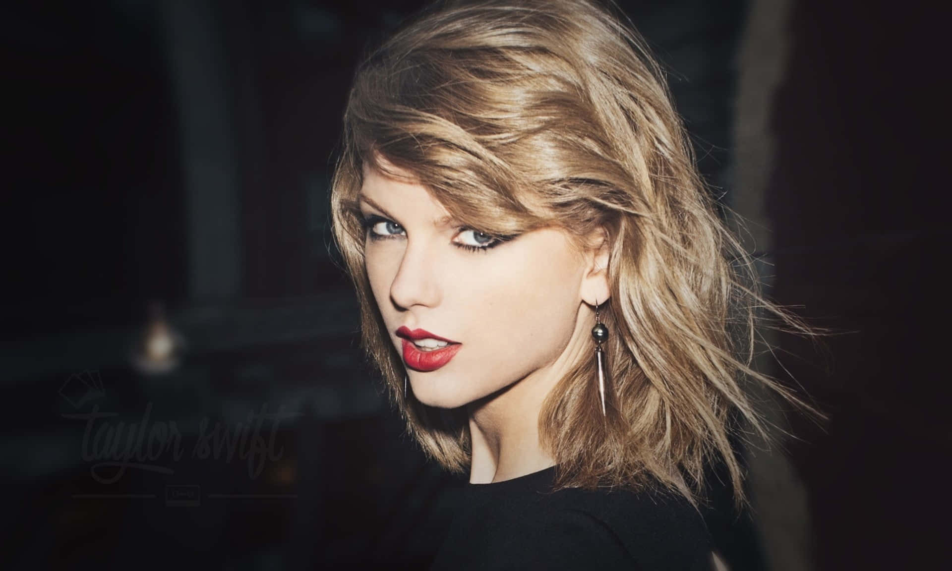 Taylor Swift, bold red lips, tousled blonde hair, Full HD Desktop Wallpaper