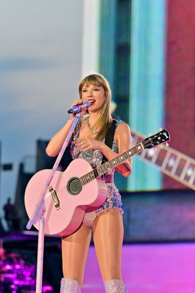 Taylor Swift, Eras Tour, pink acoustic guitar, SD Phone Wallpaper