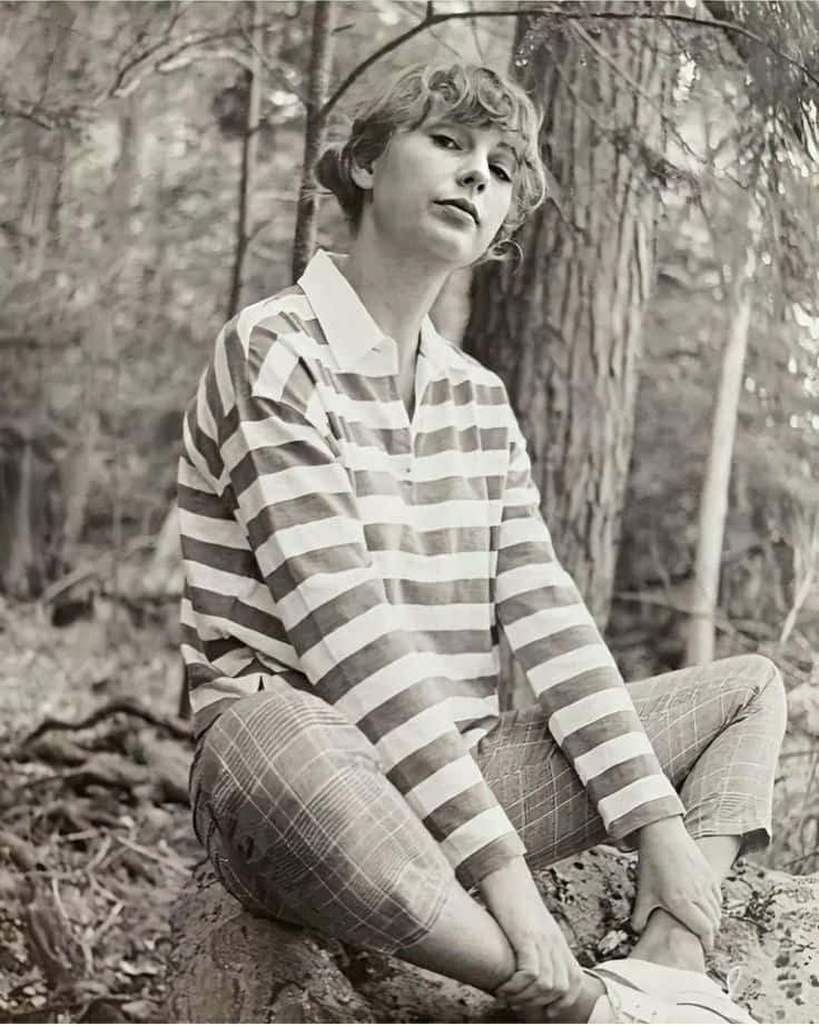 Taylor Swift, Folklore, striped shirt, SD Phone Wallpaper