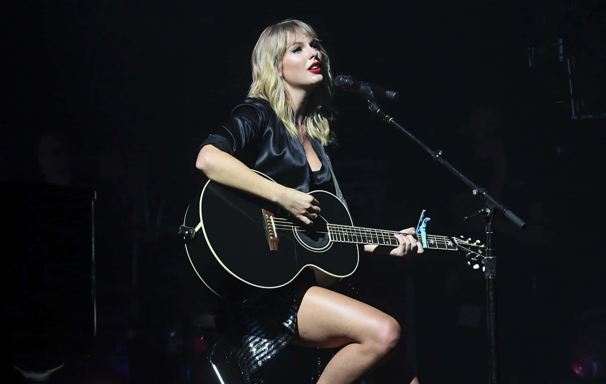 Taylor Swift, Folklore, black acoustic guitar, Full HD Desktop Wallpaper