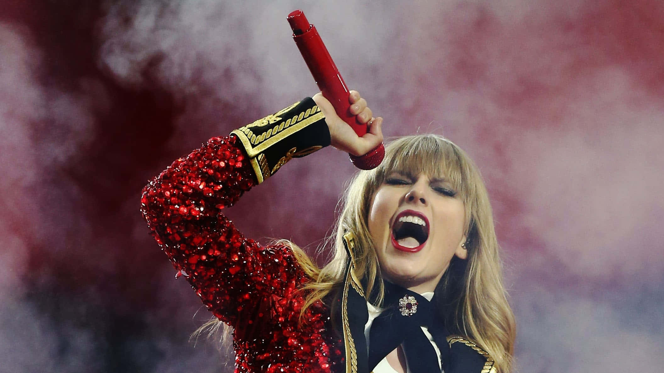 Taylor Swift, Red, sparkling red outfit, Full HD Desktop Wallpaper