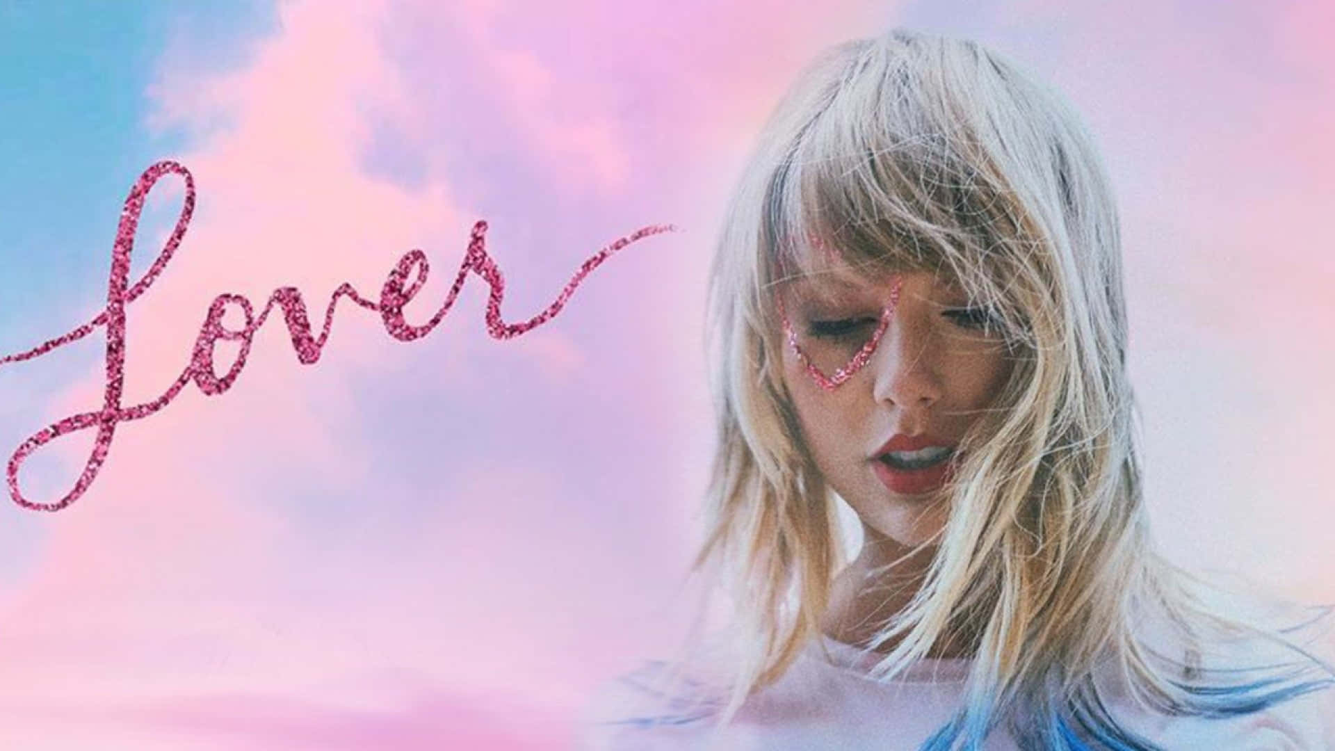 Taylor Swift Lover Aesthetic, blonde hair, glittery heart-shaped glasses, Full HD Desktop Wallpaper