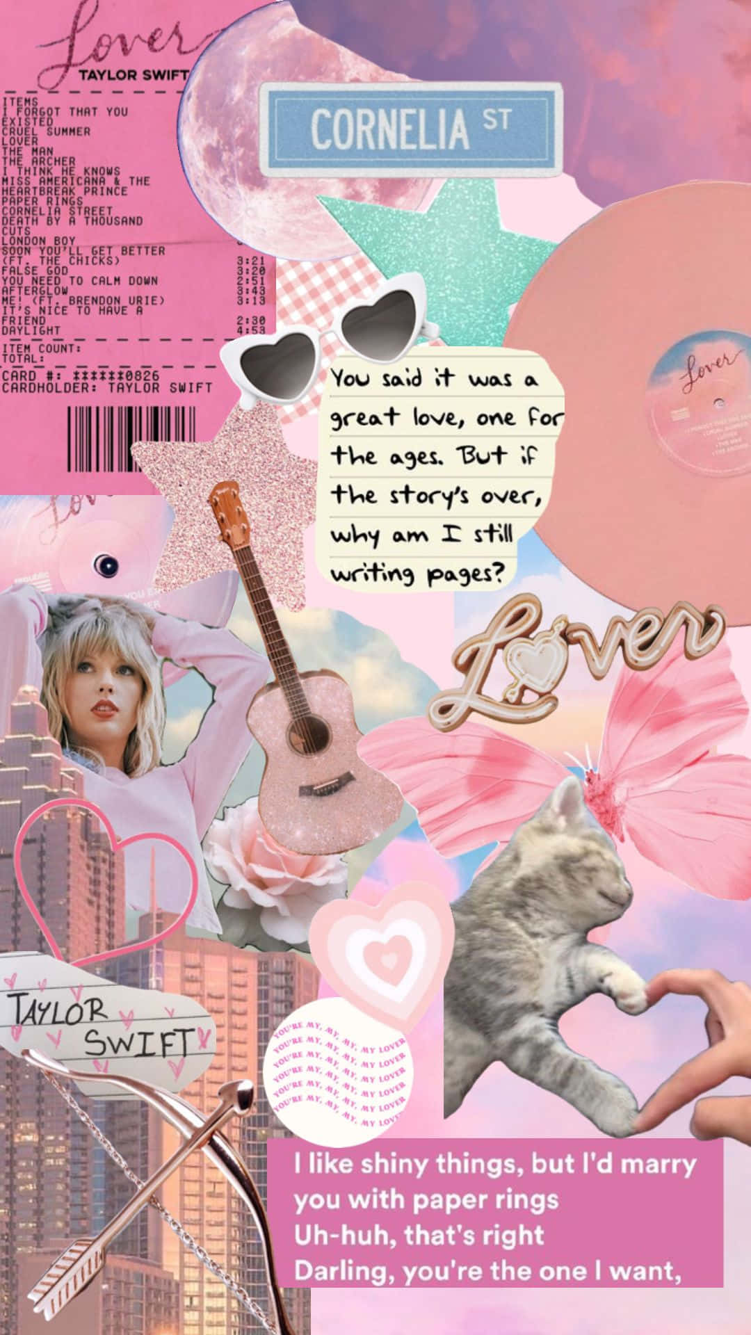 Taylor Swift Lover Aesthetic, vibrant pink, lyrics, Full HD Phone Wallpaper