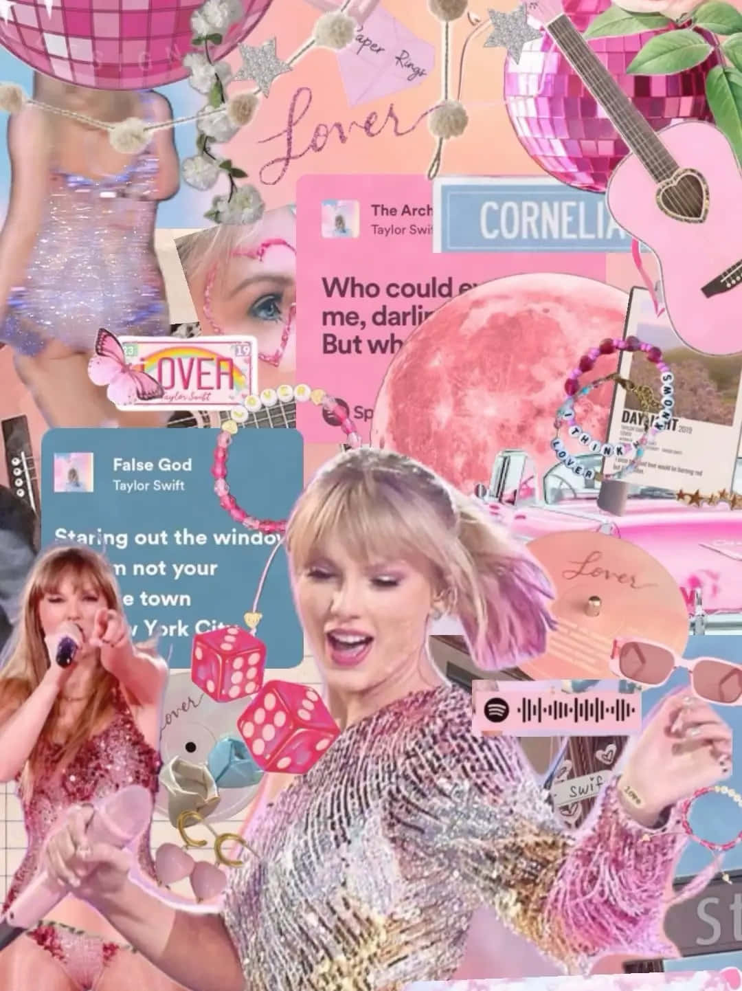 Taylor Swift, Lover, pink glittery collage, HD Phone Wallpaper