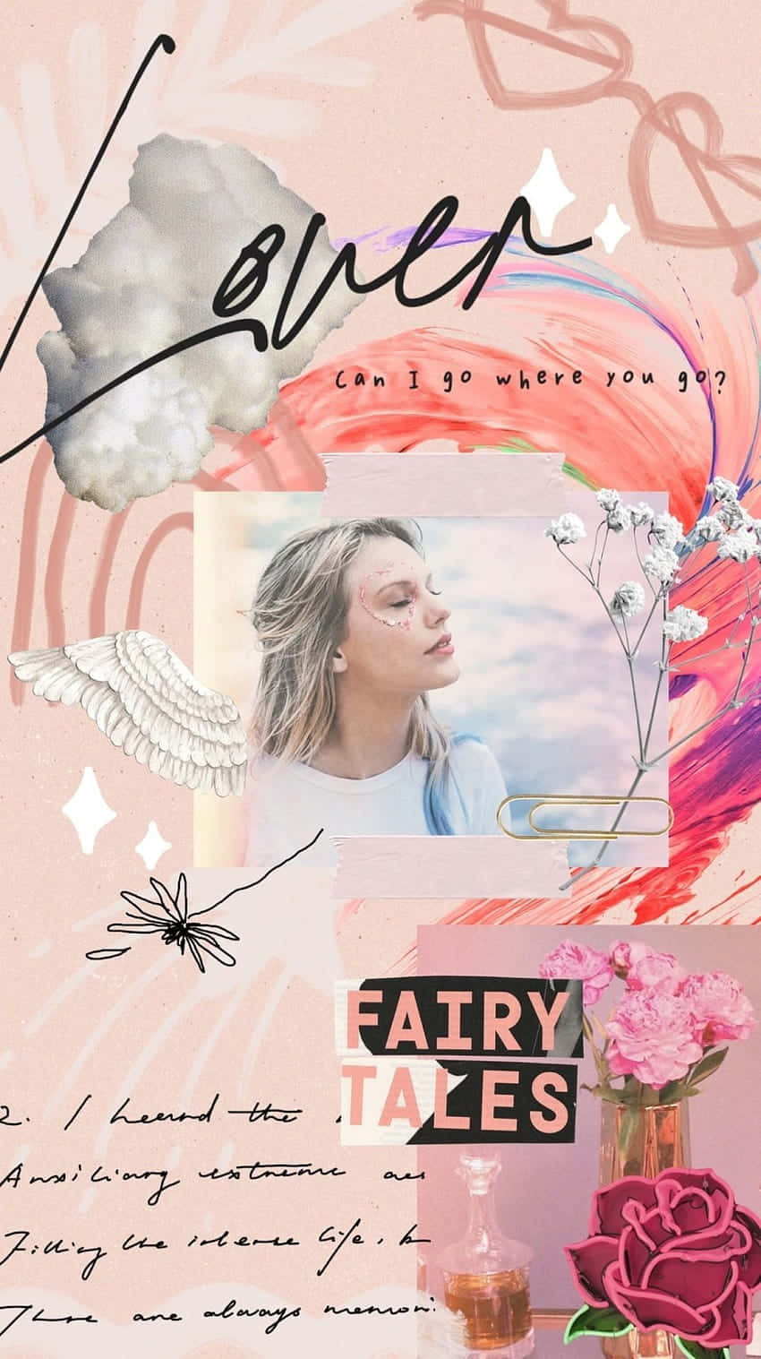 Taylor Swift Lover, angel wings, pink roses, HD Phone Wallpaper