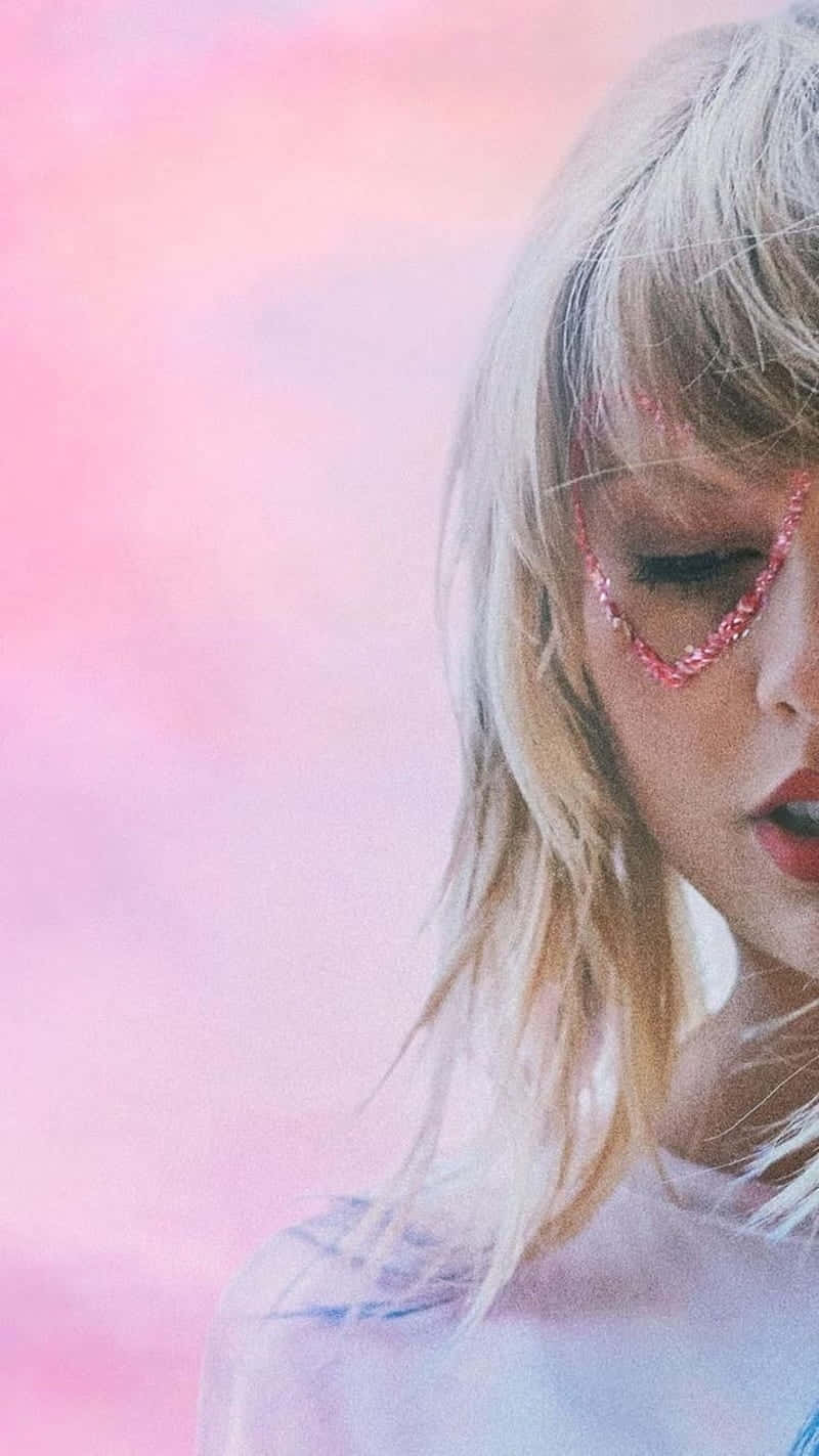 Taylor Swift Lover Aesthetic, pink glitter, glittering pink heart-shaped eye makeup, HD Phone Wallpaper