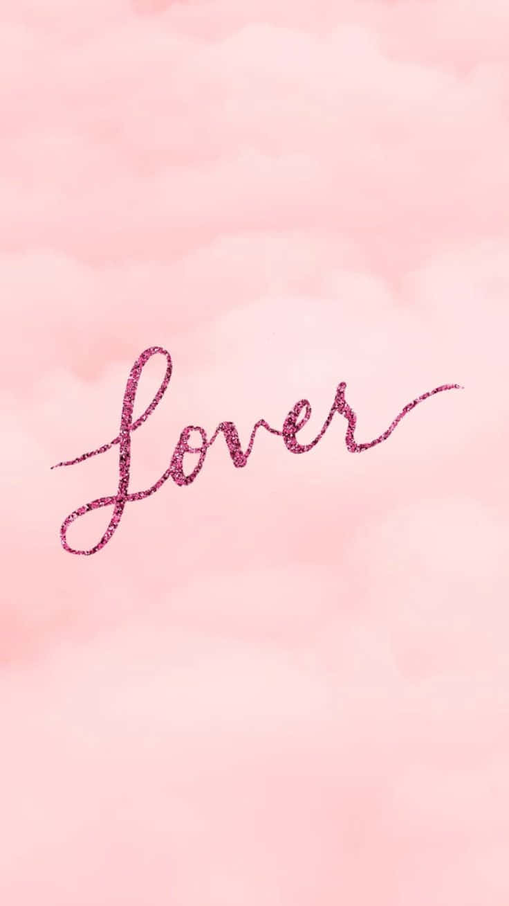 Lover, glittery pink cursive, soft pastel pink cloud background, HD Phone Wallpaper