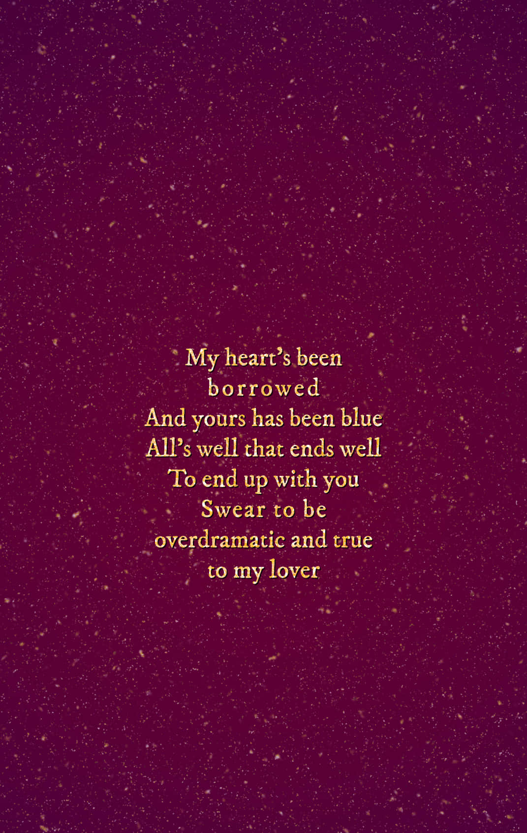Taylor Swift Lyrics, golden text, speckled deep purple background, HD Phone Wallpaper