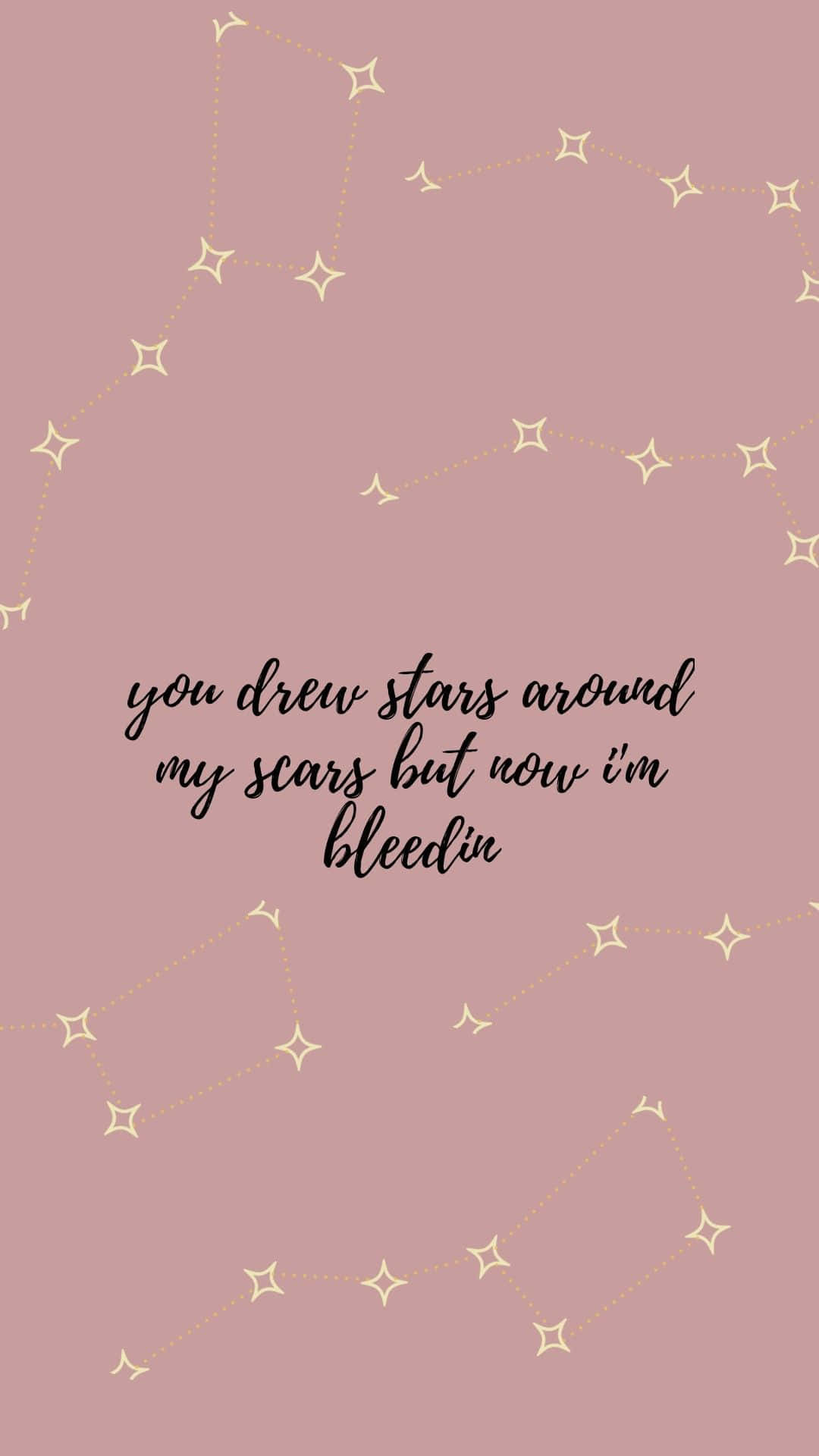 Taylor Swift Lyrics, soft pink background, gold star constellations, Full HD Phone Wallpaper