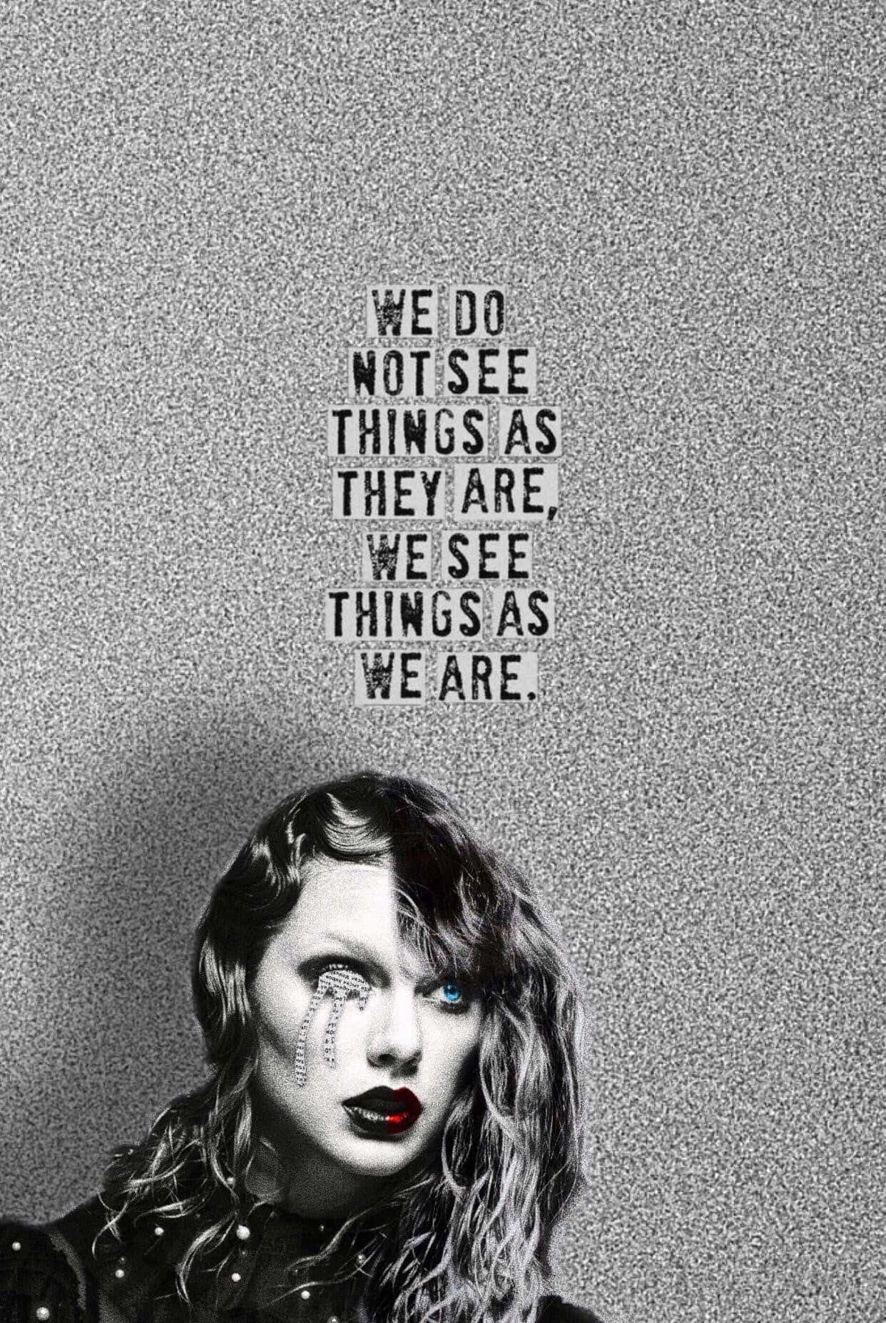 Taylor Swift Lyrics, monochrome portrait, one blue eye, HD Phone Wallpaper