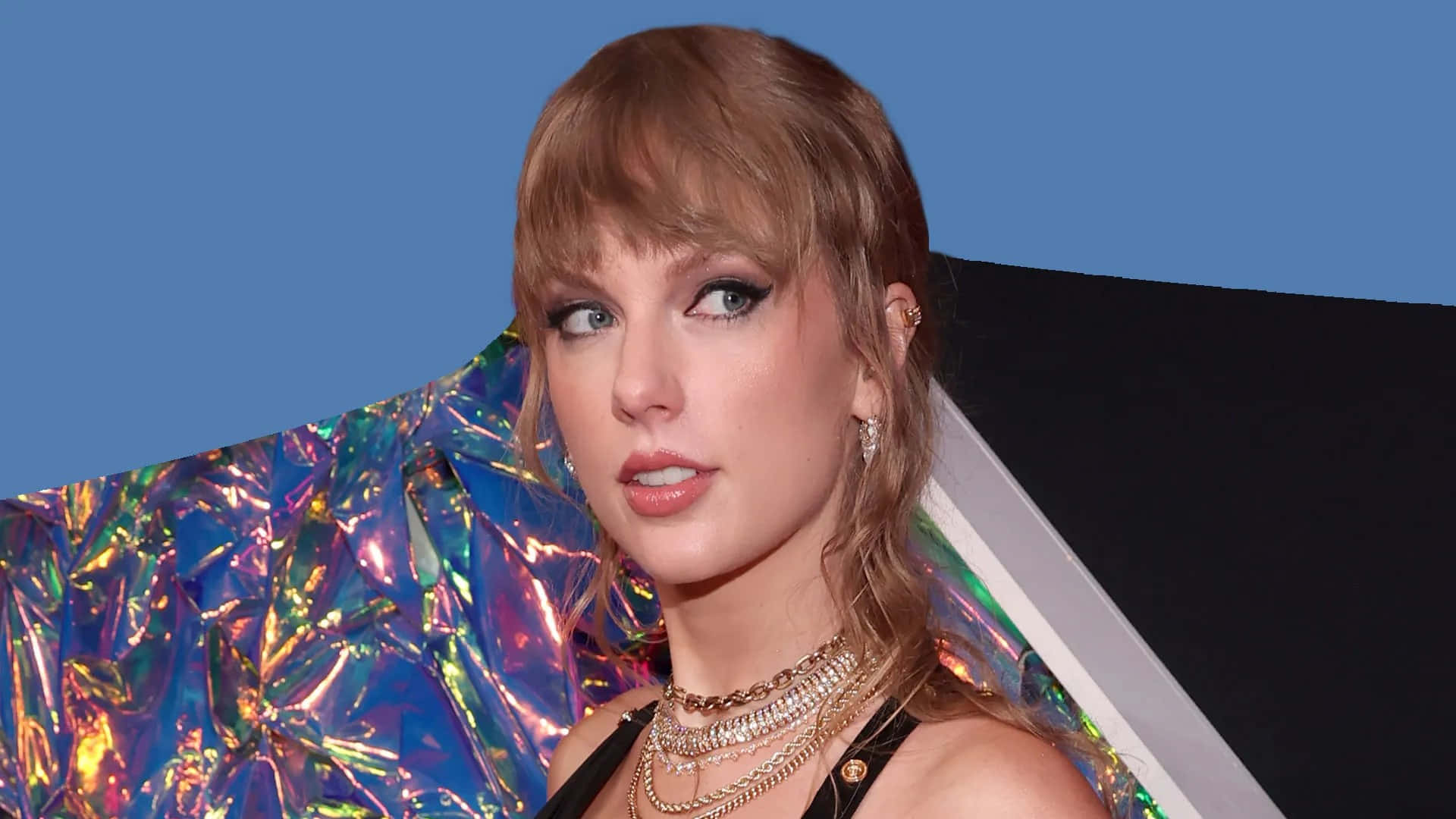 Taylor Swift, glittery backdrop, vibrant iridescent fabric, Full HD Desktop Wallpaper