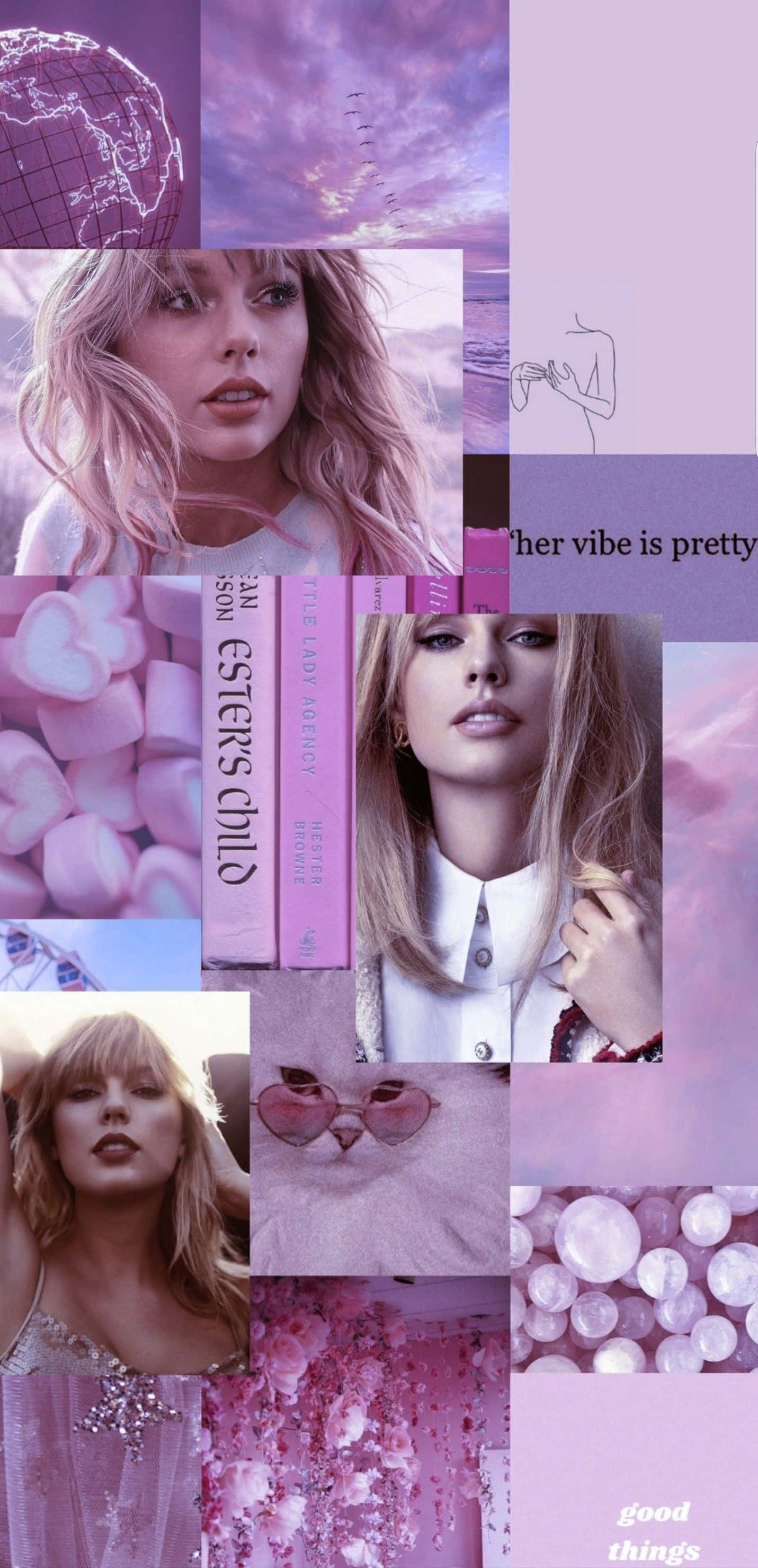 Taylor Swift, pink-toned, pastel aesthetic, 2K Phone Wallpaper