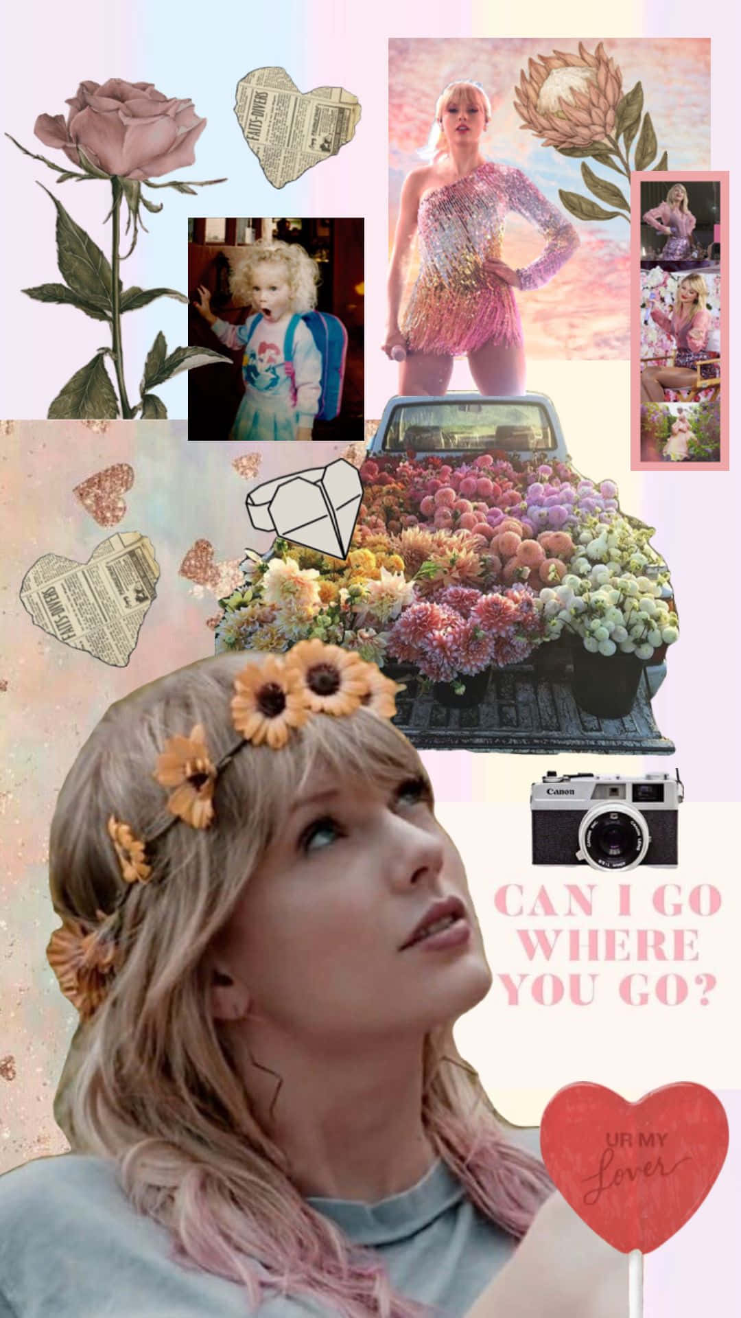 Taylor Swift, pink aesthetic, sunflower headband, Full HD Phone Wallpaper