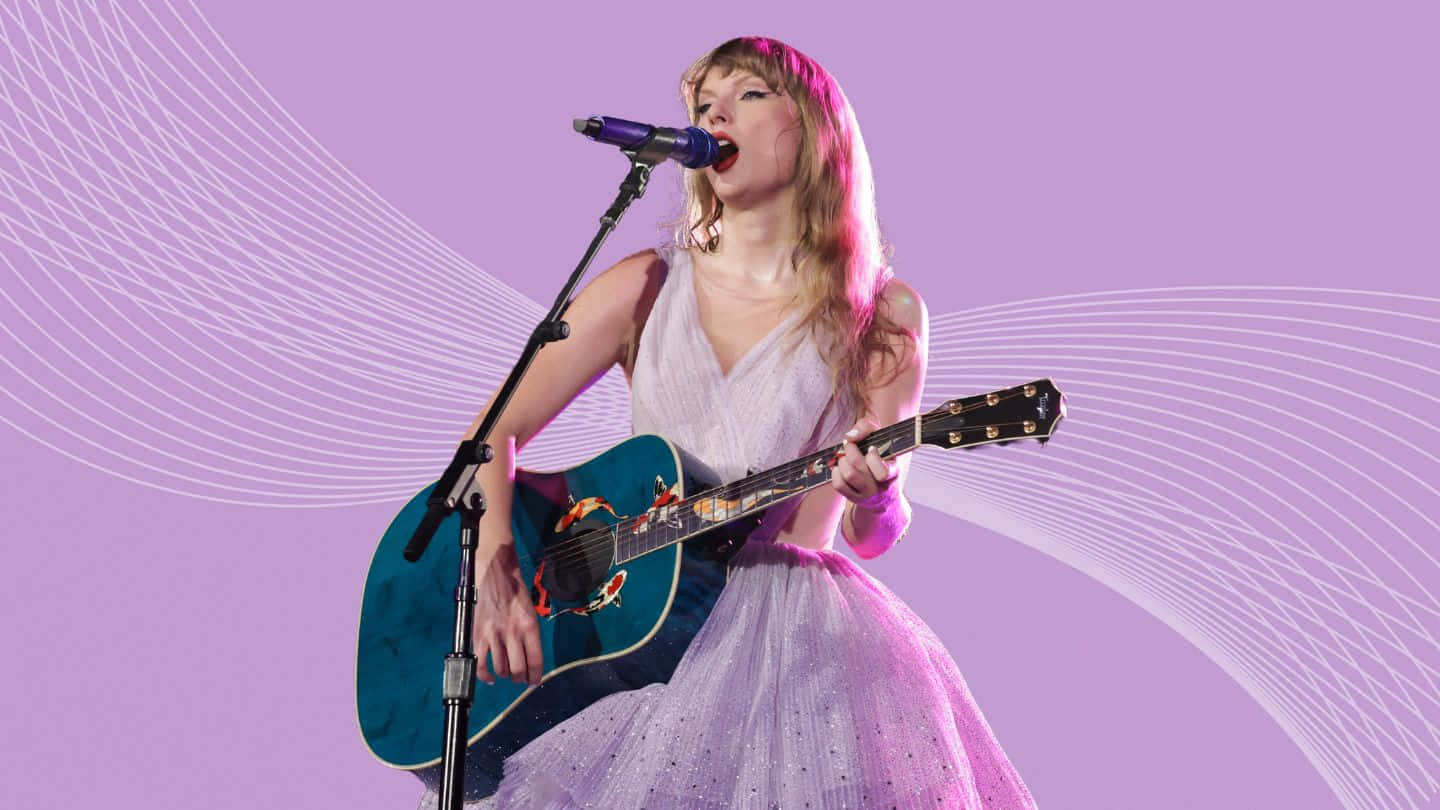 Taylor Swift, pink aesthetic, microphone, HD Desktop Wallpaper