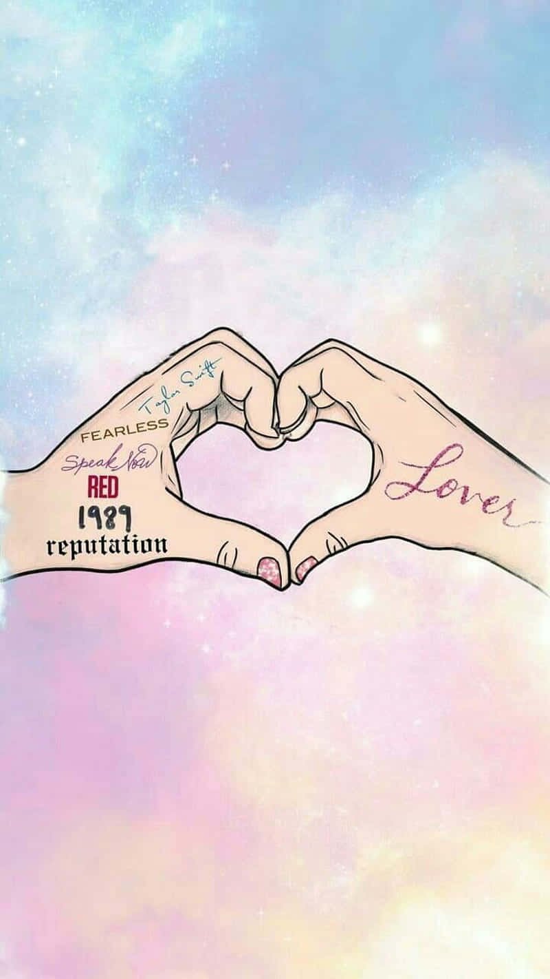 Taylor Swift, heart hands, pastel cosmic sky, HD Phone Wallpaper