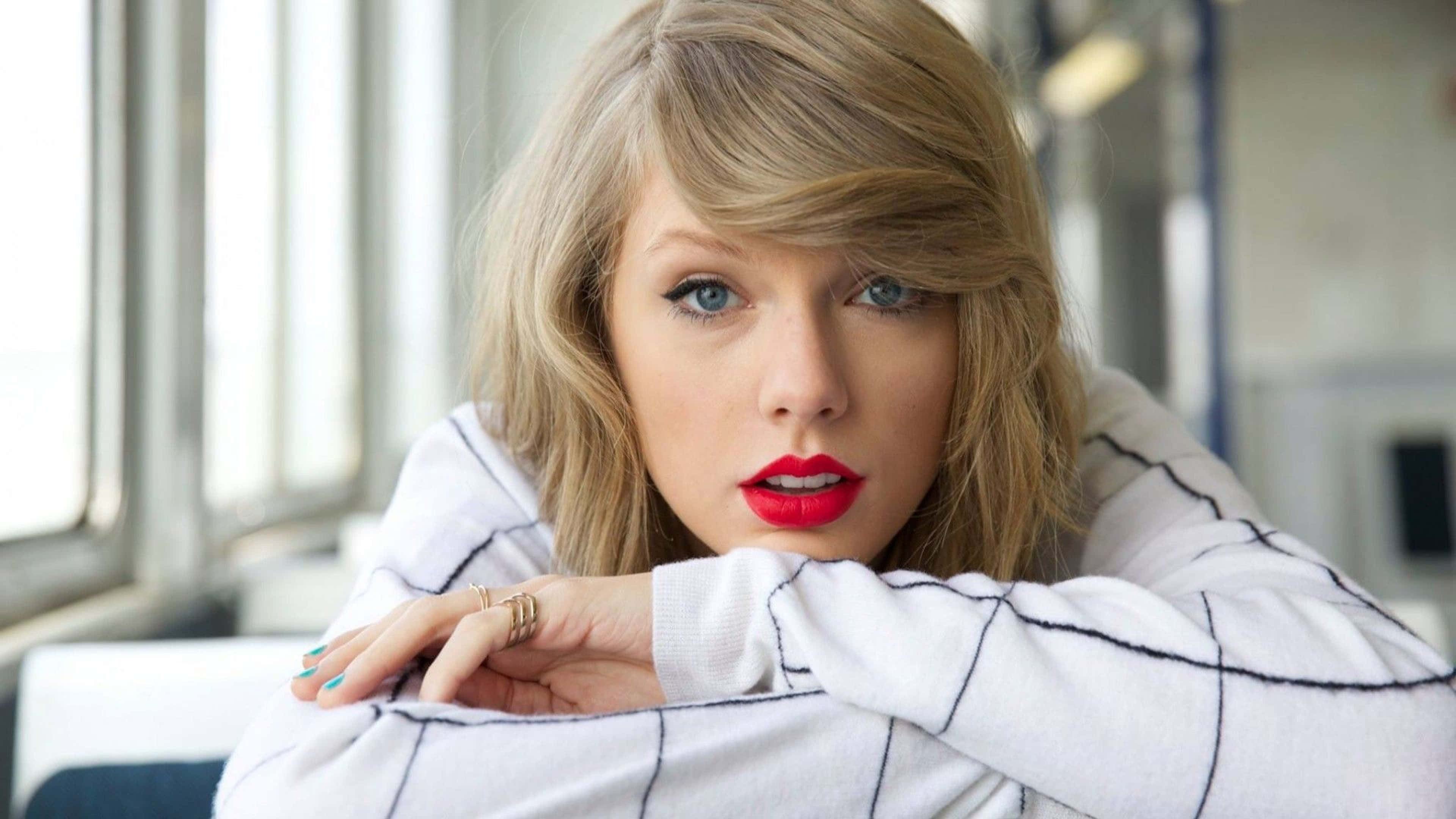 Taylor Swift, red lip, classic look, 4K Desktop Wallpaper